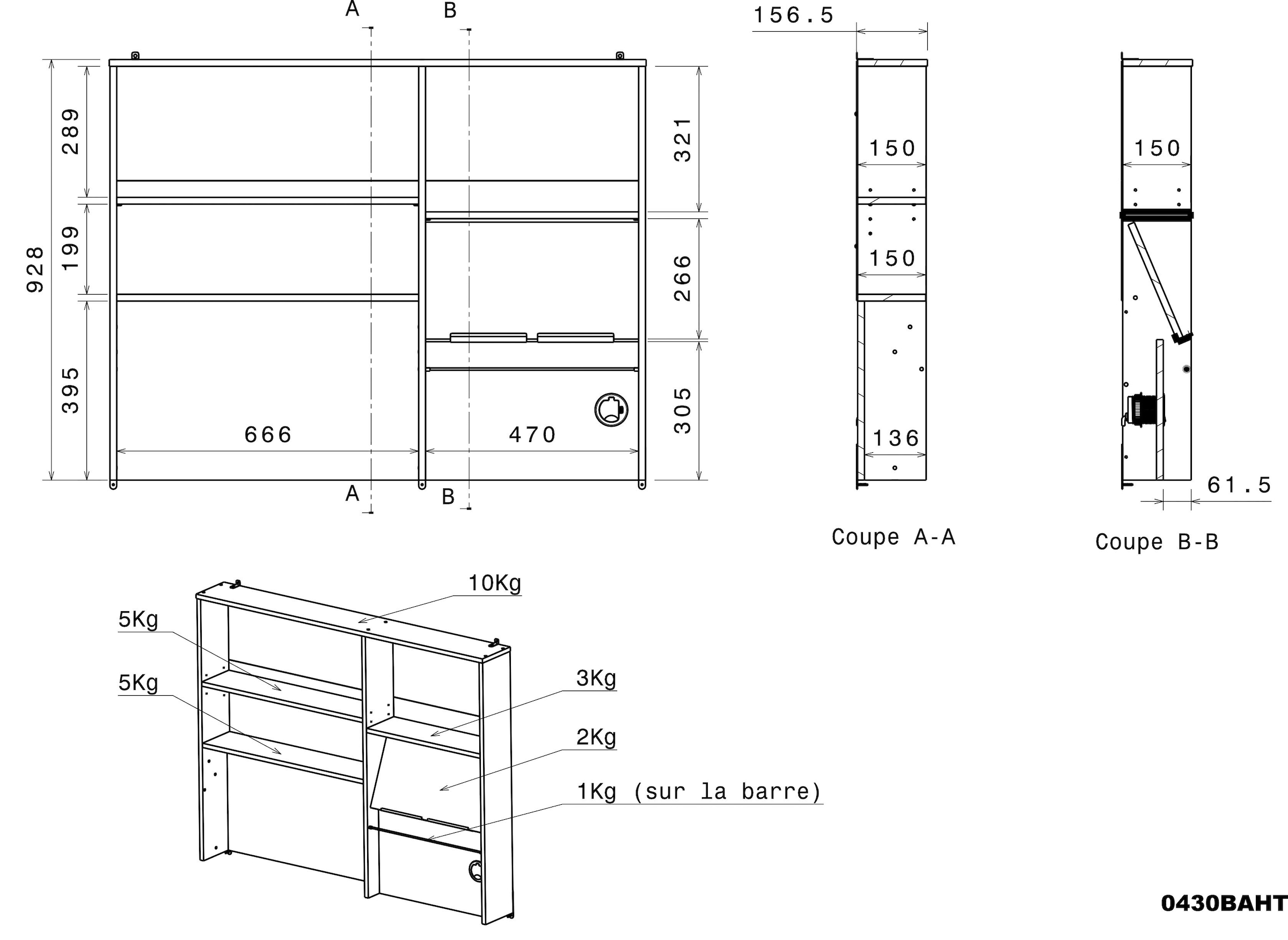 Parisot Schrank-Set »Moove 2, Küchenzeile, Arbeitsflächen ohne Ausschnitt« Spar-Set, Regalwand, 2-türiger Schrank, 2 türiger Schrank+2 Schubladen und  Fach, 3 Stk. tlg.