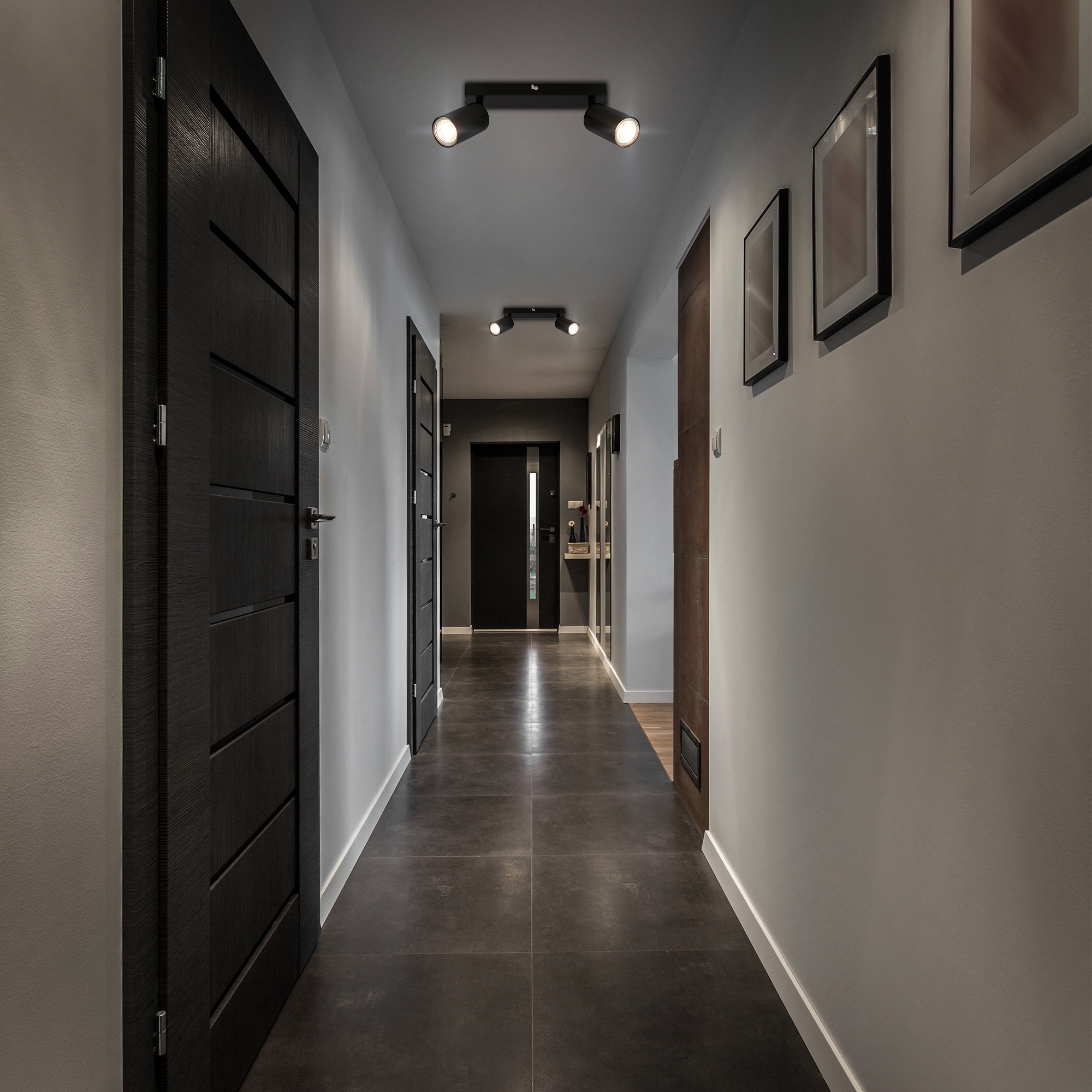 B.K.Licht Deckenstrahler »BK_DS1629 EEK A LED Deckenlampe, Schwenkbar, Deckenspot« GU10 1 Stk. Warmweiß Inkl. 2x GU10, 3.000 K, 450Lm, 2W, 15,5 x 5,5 x 25,5 cm, Schwarz