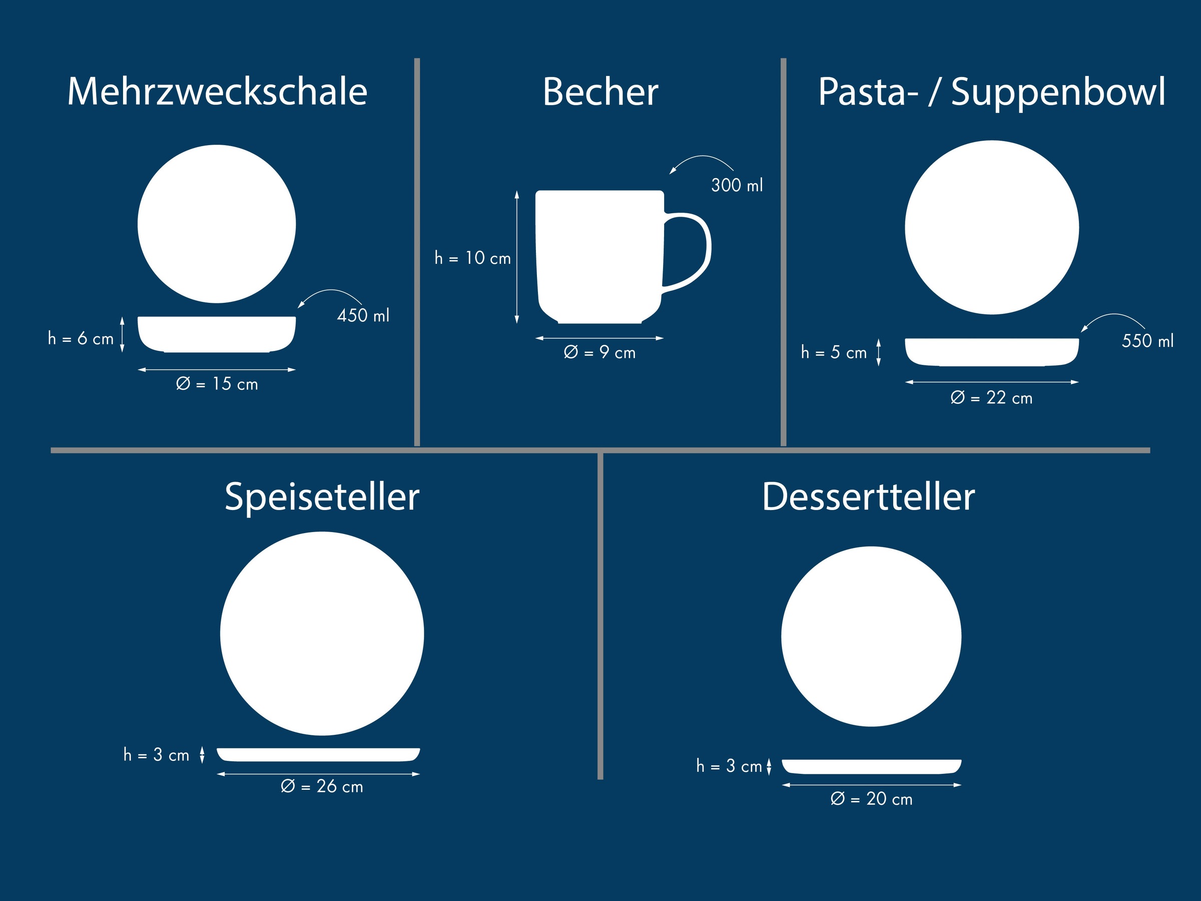 OTTO home Kombiservice »modernes Geschirr-Set, Service Lykk« hohe Haltbarkeit, spülmaschinen- & mikrowellengeeignet, Reaktivglasur