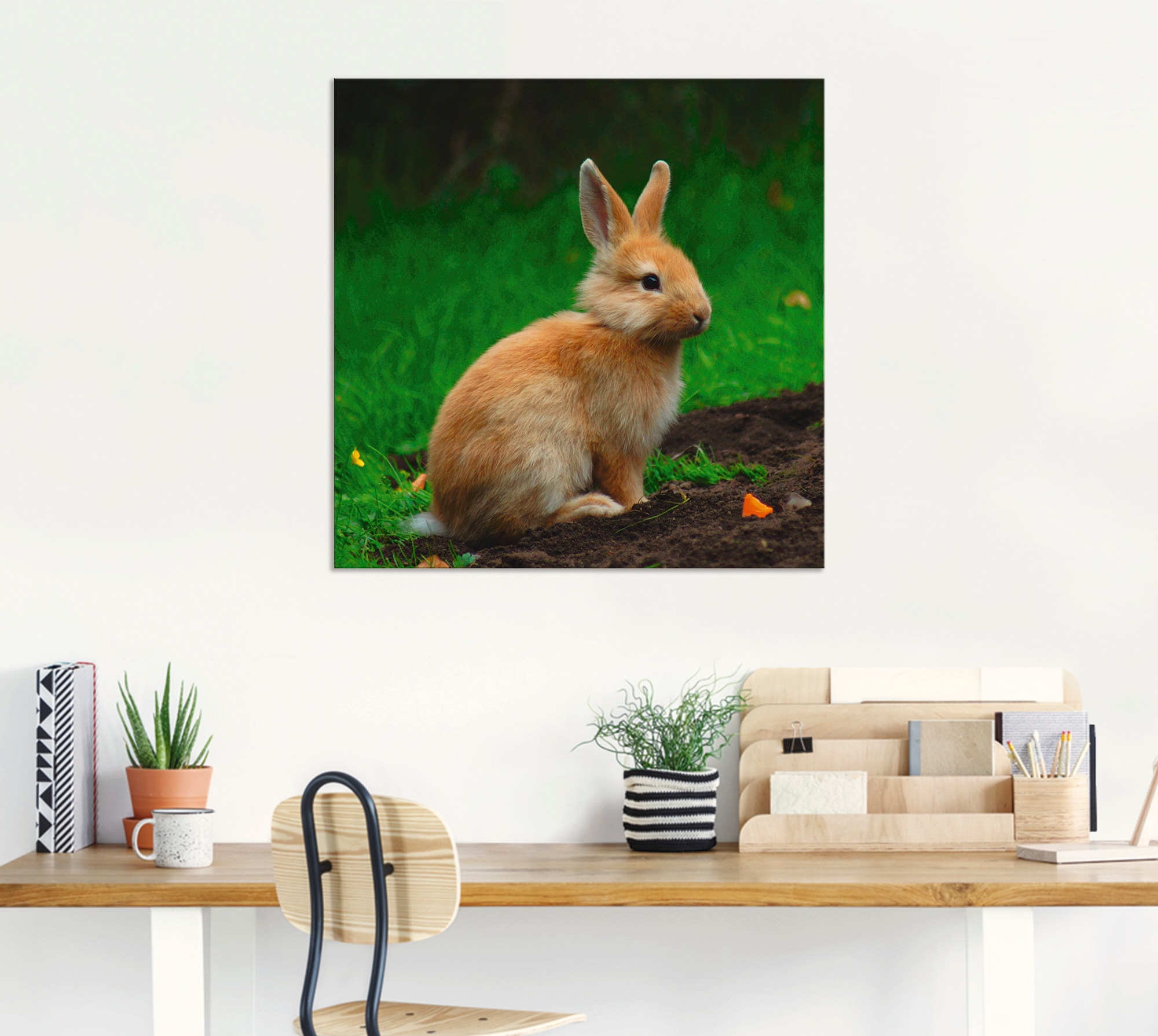 Artland Wandbild »Zwergkaninchen im Grünen«, Wildtiere, (1 St.), als Alubild, Leinwandbild, Wandaufkleber oder Poster in versch. Größen