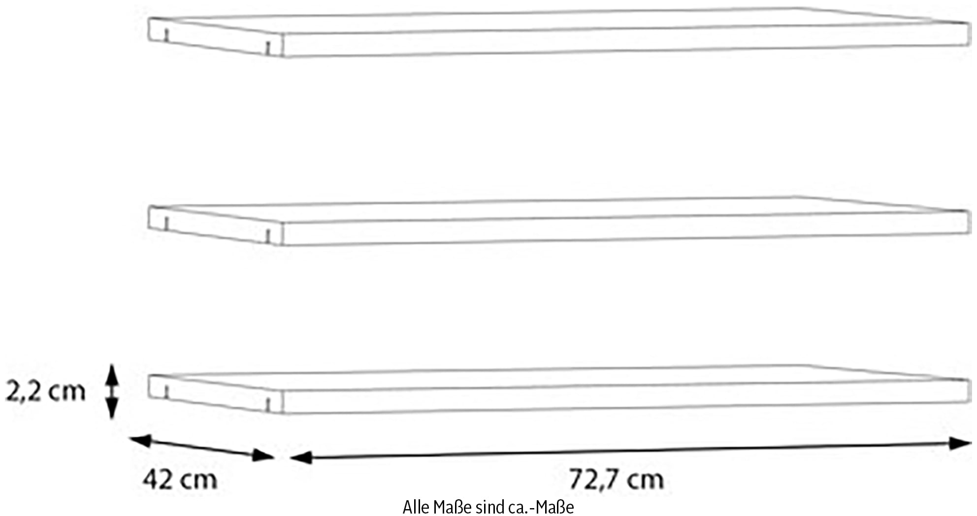 FORTE Einlegeboden, Einlegeböden 2,2 cm Stärke, optional bestellbar, 3er Set