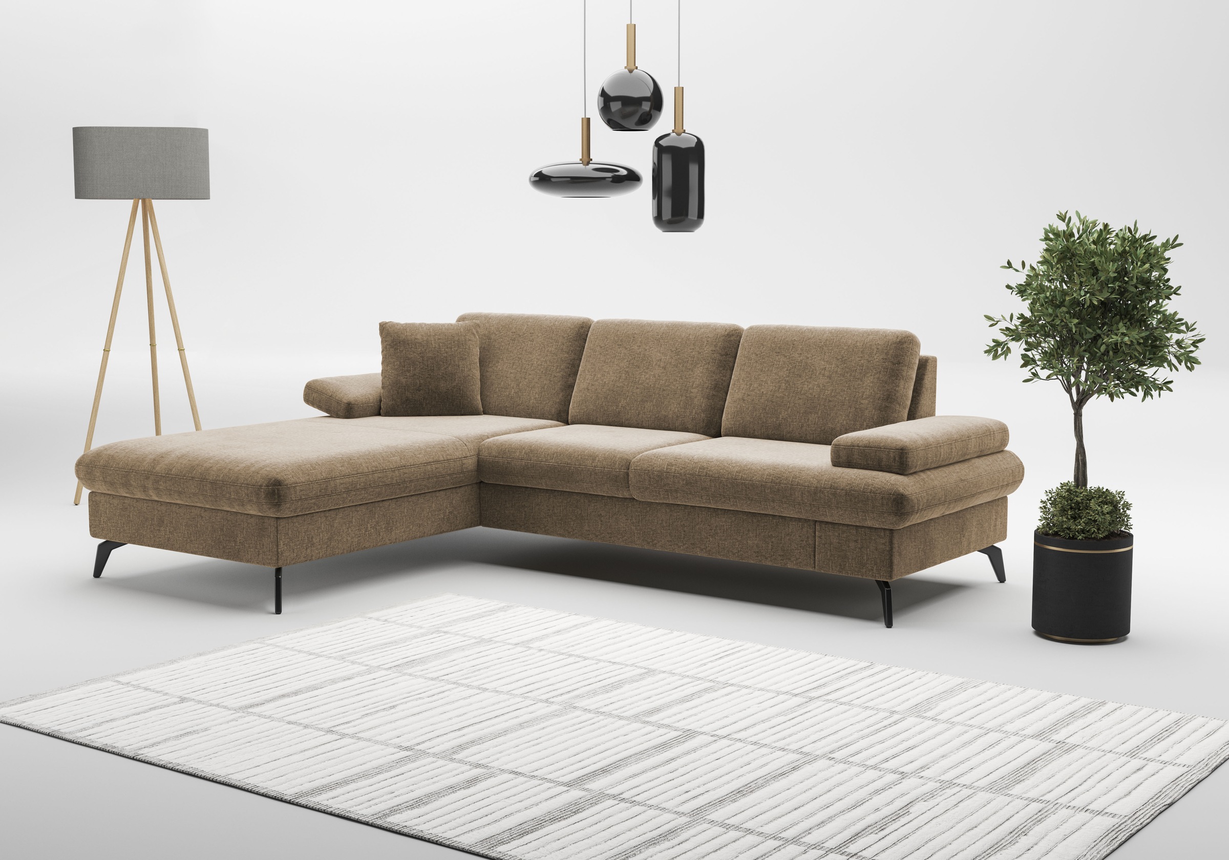 sit&more Ecksofa »Morris Jubi L-Form«, inkl. Armteilfunktion und 1 Zierkissen, wahlweise mit Bettfunktion