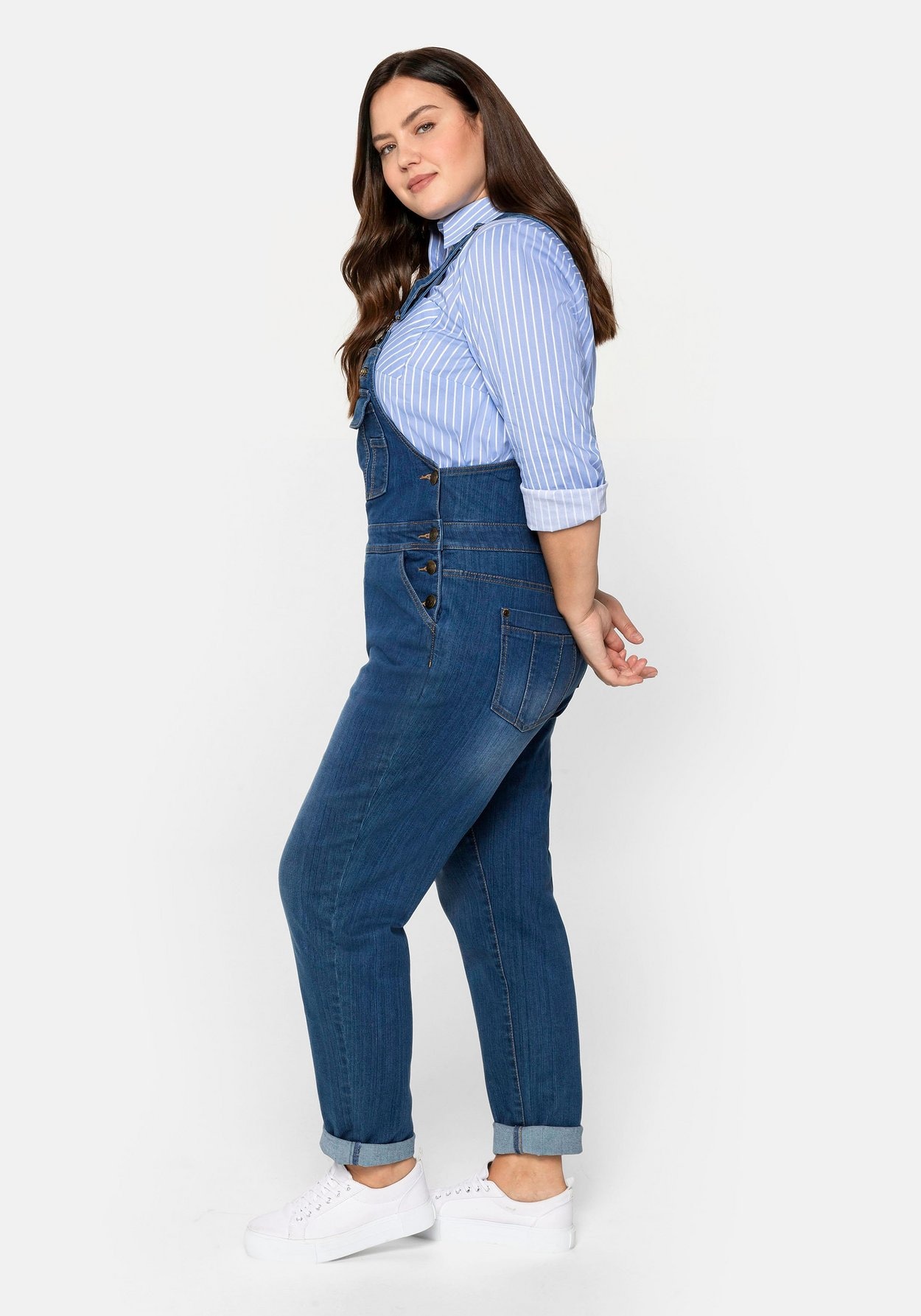 Sheego Stretch-Jeans »Jeans-Latzhose in Latzform aus elastischem Baumwollmix«