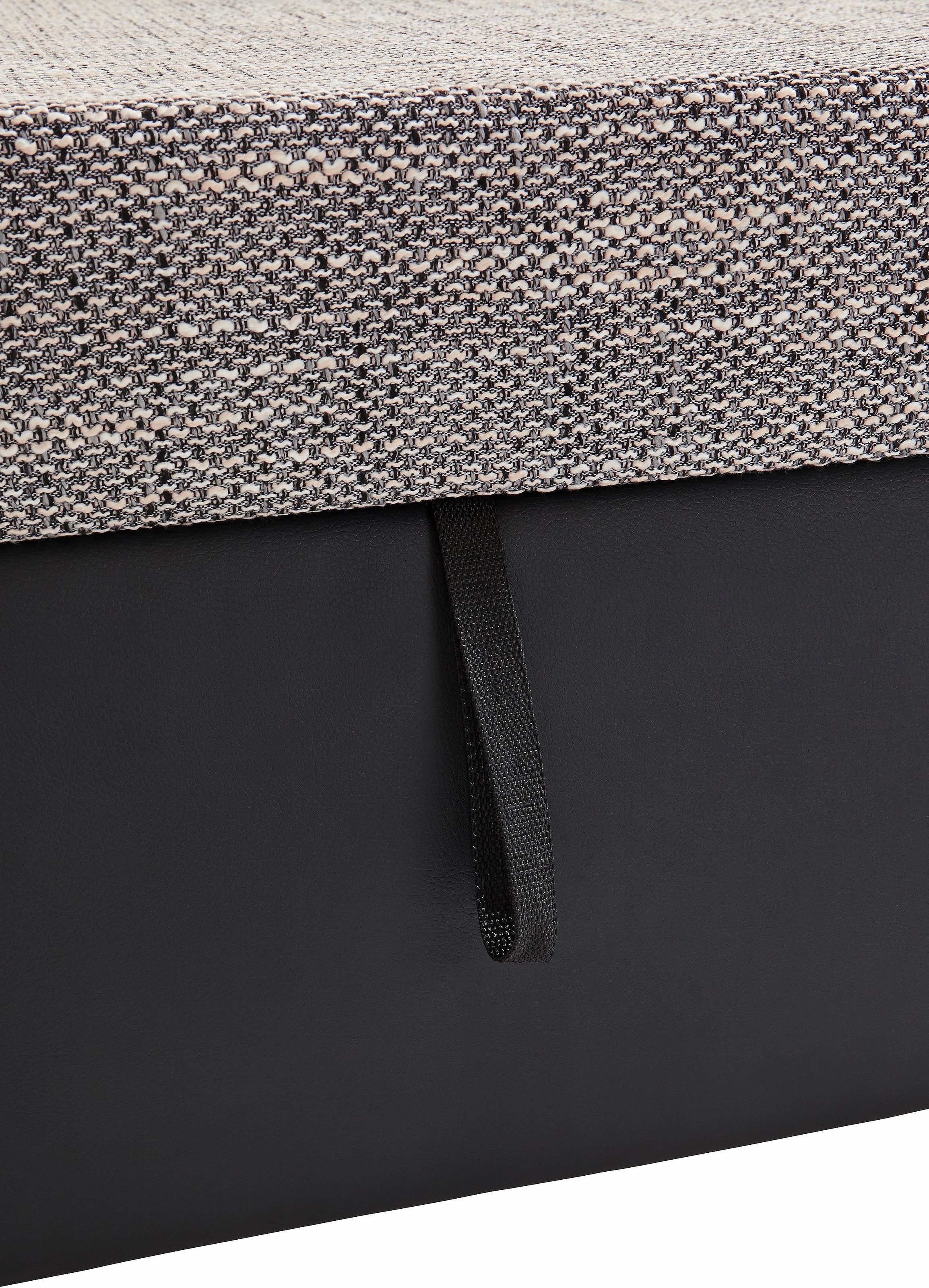 DOMO collection Ecksofa »Moric, L-Form, XXL-Sofa - Breite 300cm«, wahlweise mit Bettfunktion und Armteilverstellung, schwarz-weiß-grau