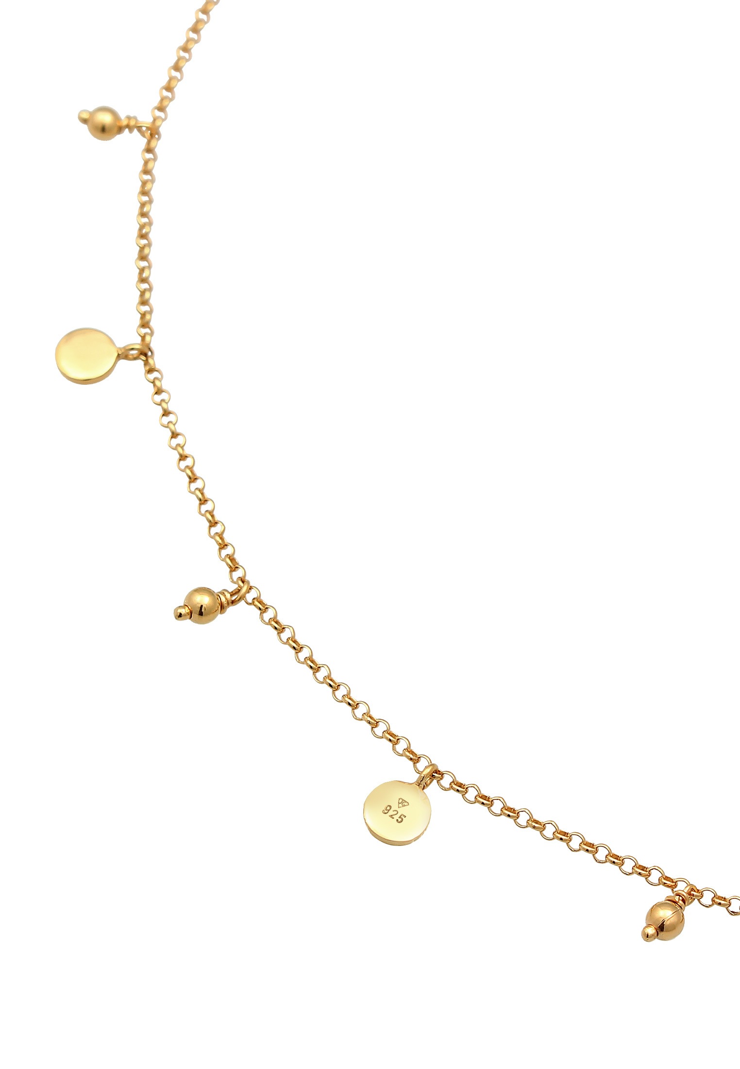 Elli Fußkette »Fußschmuck Plättchen Kugel Boho Style 925 Silber«