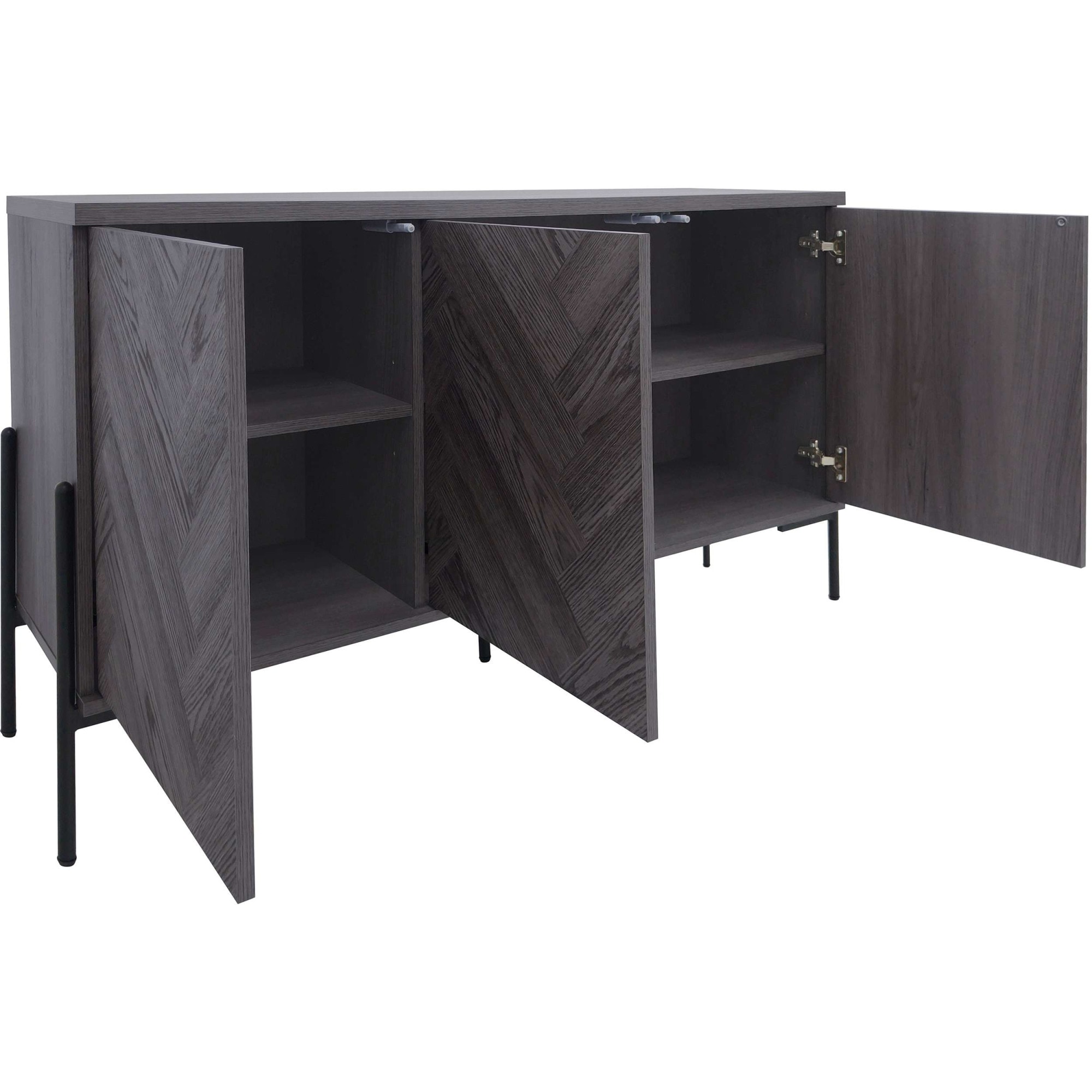 Leonique Sideboard »Eadwine« Kommode, Push-to-open, Türen mit Fischgräten Muster, Breite 130 cm