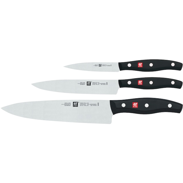 Zwilling Topf-Set »Focus/Twin Pollux«, Edelstahl, (Set, 6 tlg.), Edelstahl,  beschichtet, Induktion, inkl. 3-teiligem Kochmesser-Set mit 3 Jahren XXL  Garantie