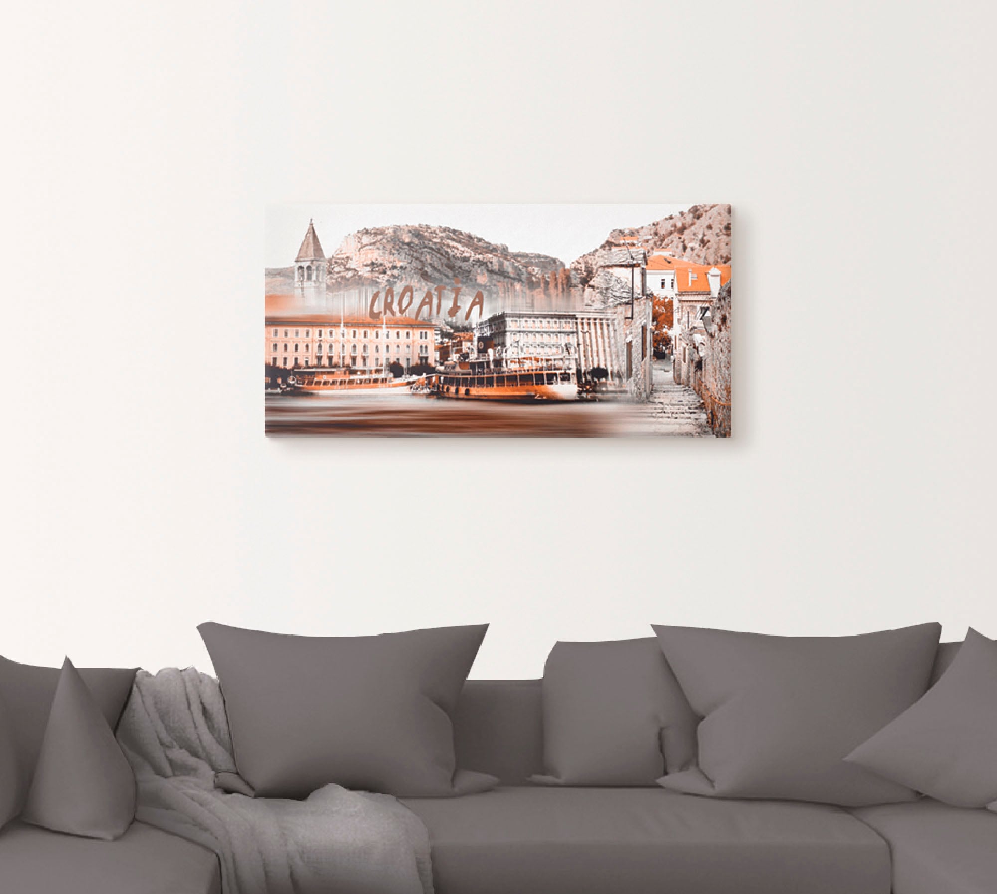 Artland Wandbild »Kroatien Skyline abstrakte Collage«, Kroatien, (1 St.), als Leinwandbild, Poster in verschied. Größen