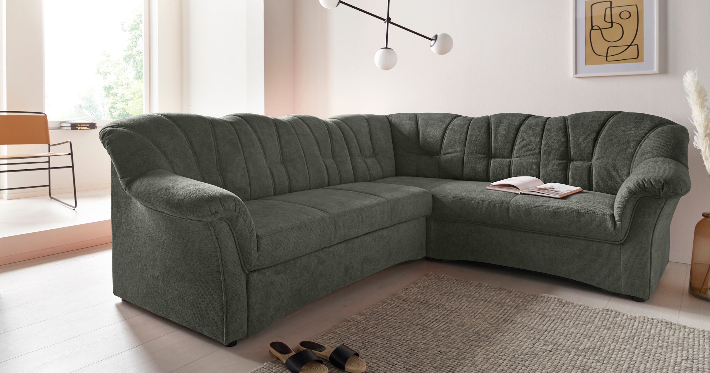 Ecksofa »Papenburg B/T/H: 242/190/84 cm L-Form«, wahlweise mit Bettfunktion, Langer...