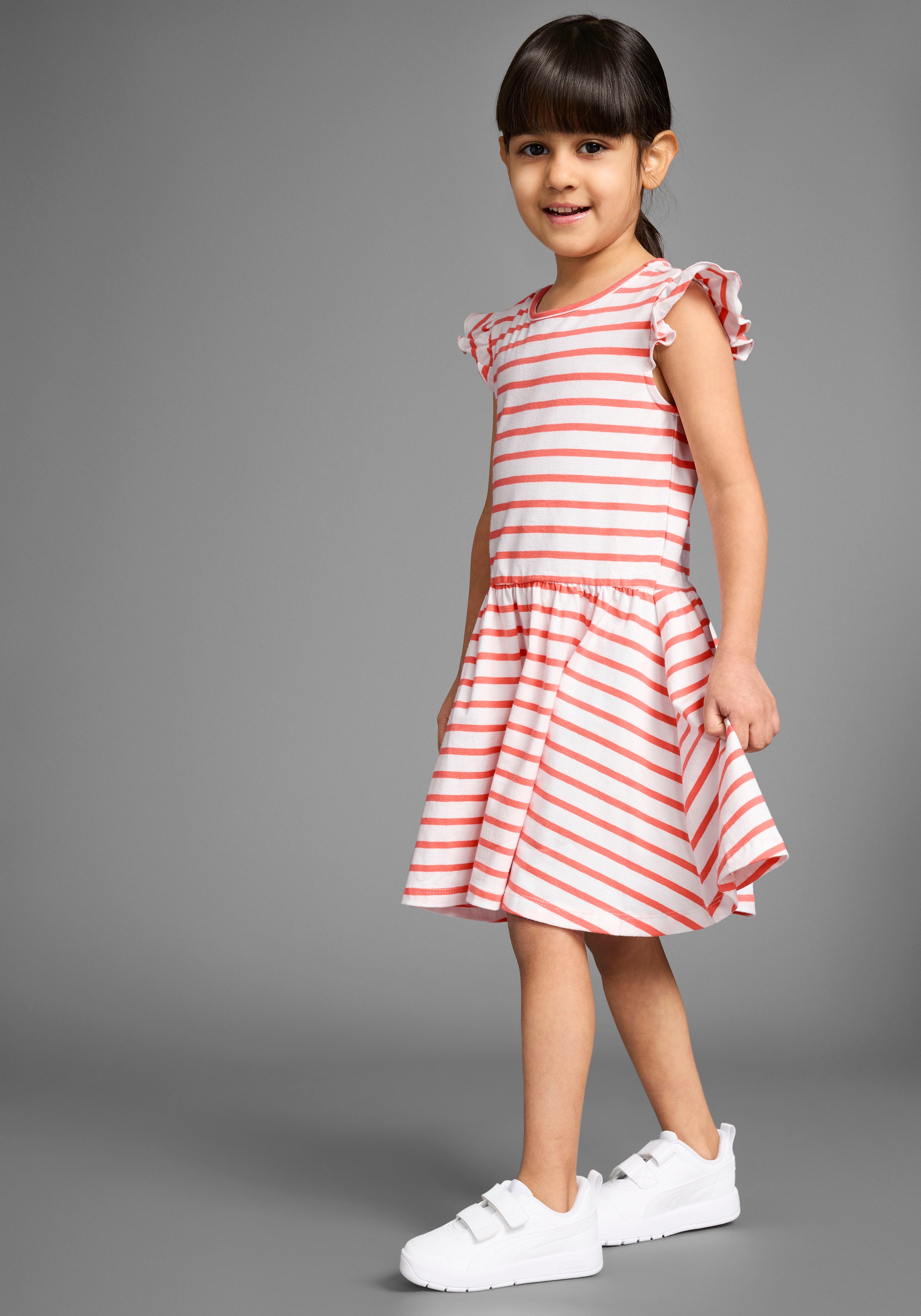 KIDSWORLD Jerseykleid »2er Pack Shirtkleider«, (Packung, 2 tlg.), 1x uni und 1 x geringelt