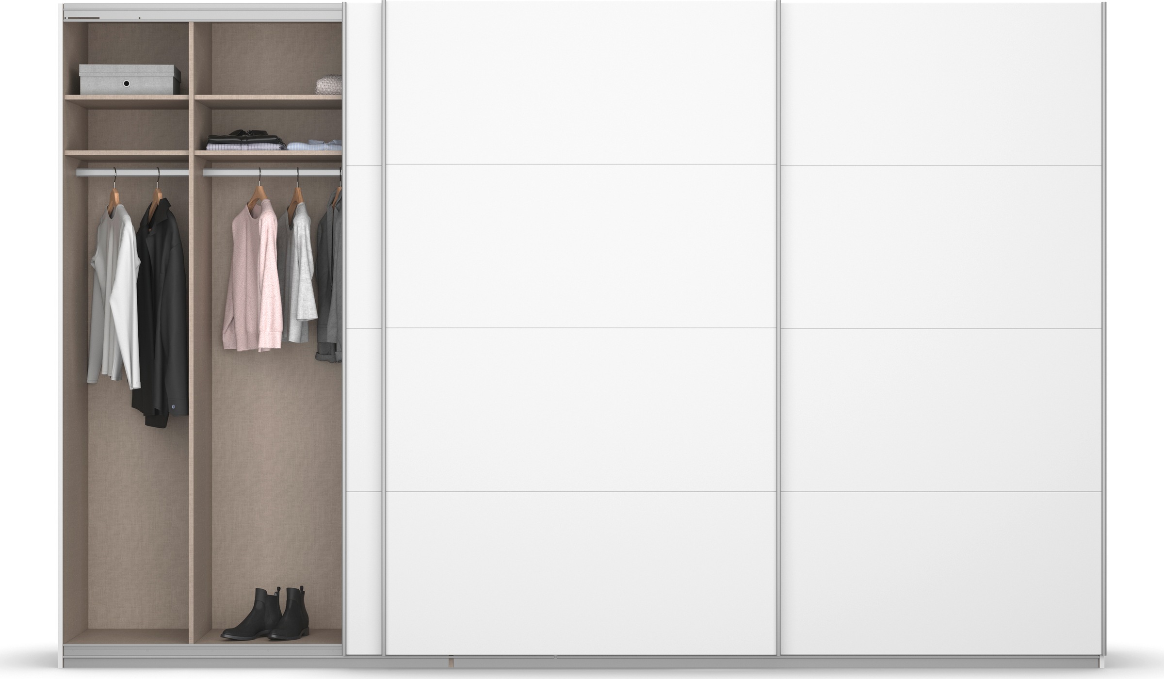 rauch Schwebetürenschrank »Kleiderschrank Schrank Garderobe KOLUNA mit Dekor-Front«, inkl. 2 Innenschubladen sowie extra Einlegeböden MADE IN GERMANY