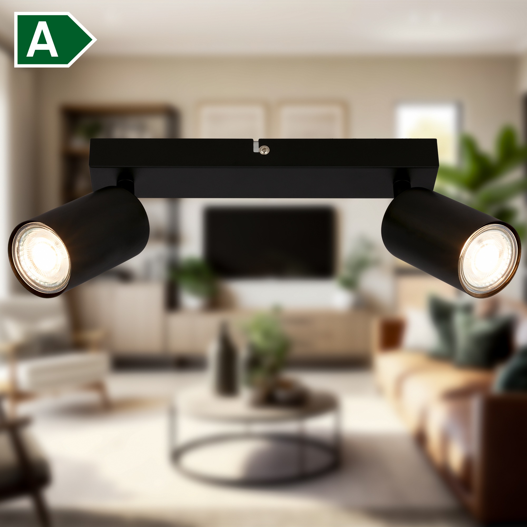 B.K.Licht Deckenstrahler »BK_DS1629 EEK A LED Deckenlampe, Schwenkbar, Deckenspot« GU10 1 Stk. Warmweiß Inkl. 2x GU10, 3.000 K, 450Lm, 2W, 15,5 x 5,5 x 25,5 cm, Schwarz