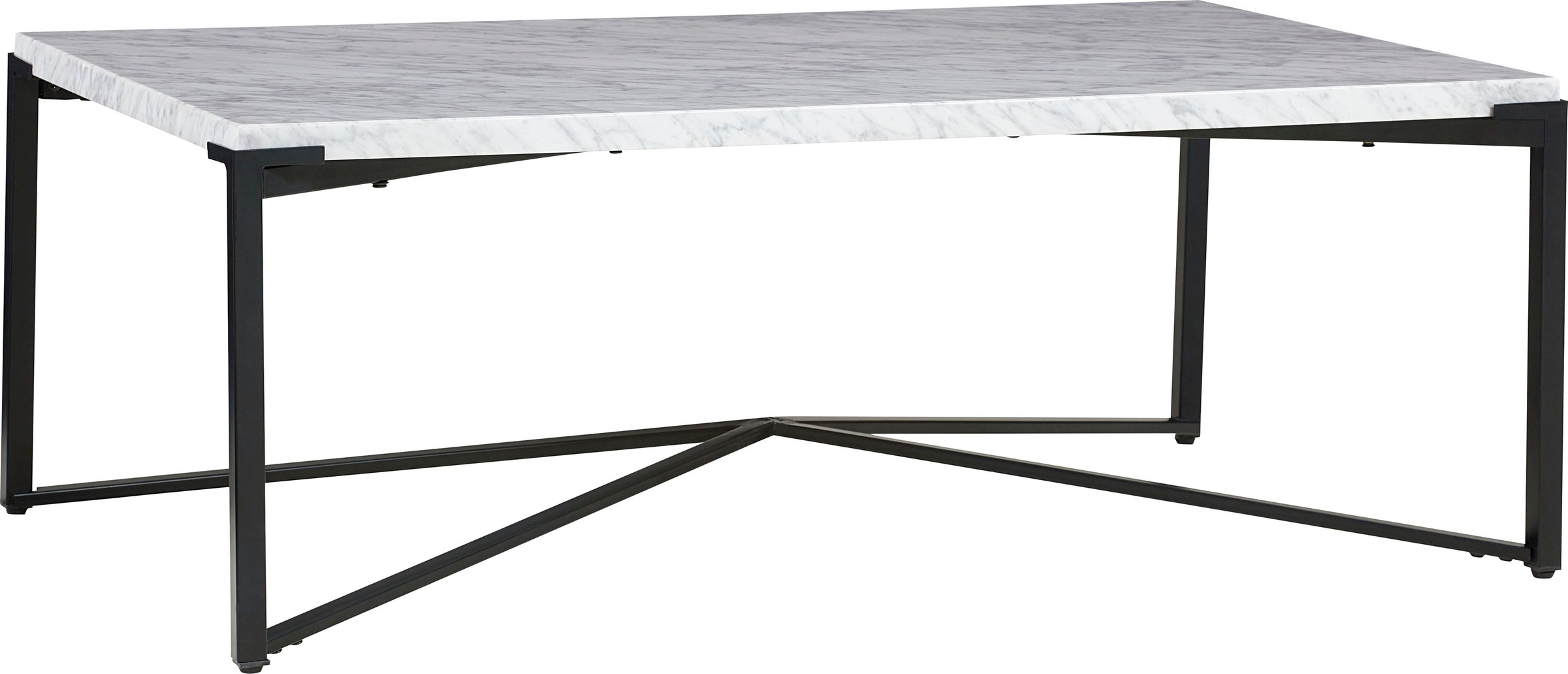 Leonique Couchtisch »Saxon Couchtisch« Couchtisch, rechteckig, helle Marmorplatte, schwarze Beine, 122x71x43