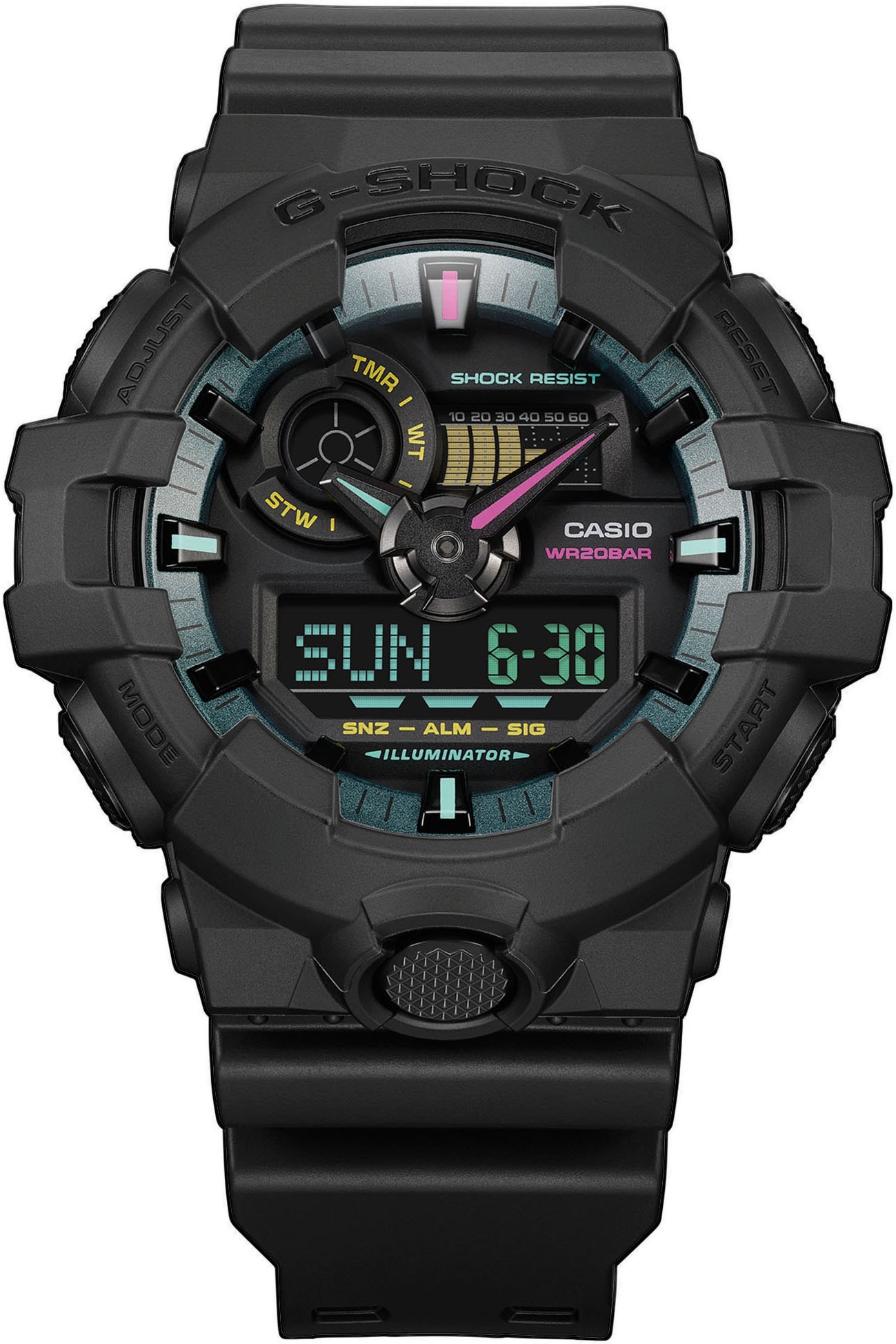 CASIO G-SHOCK Chronograph Quarzuhr,Armbanduhr, Herrenuhr,digital,bis 20bar wasserd. Resinarmband