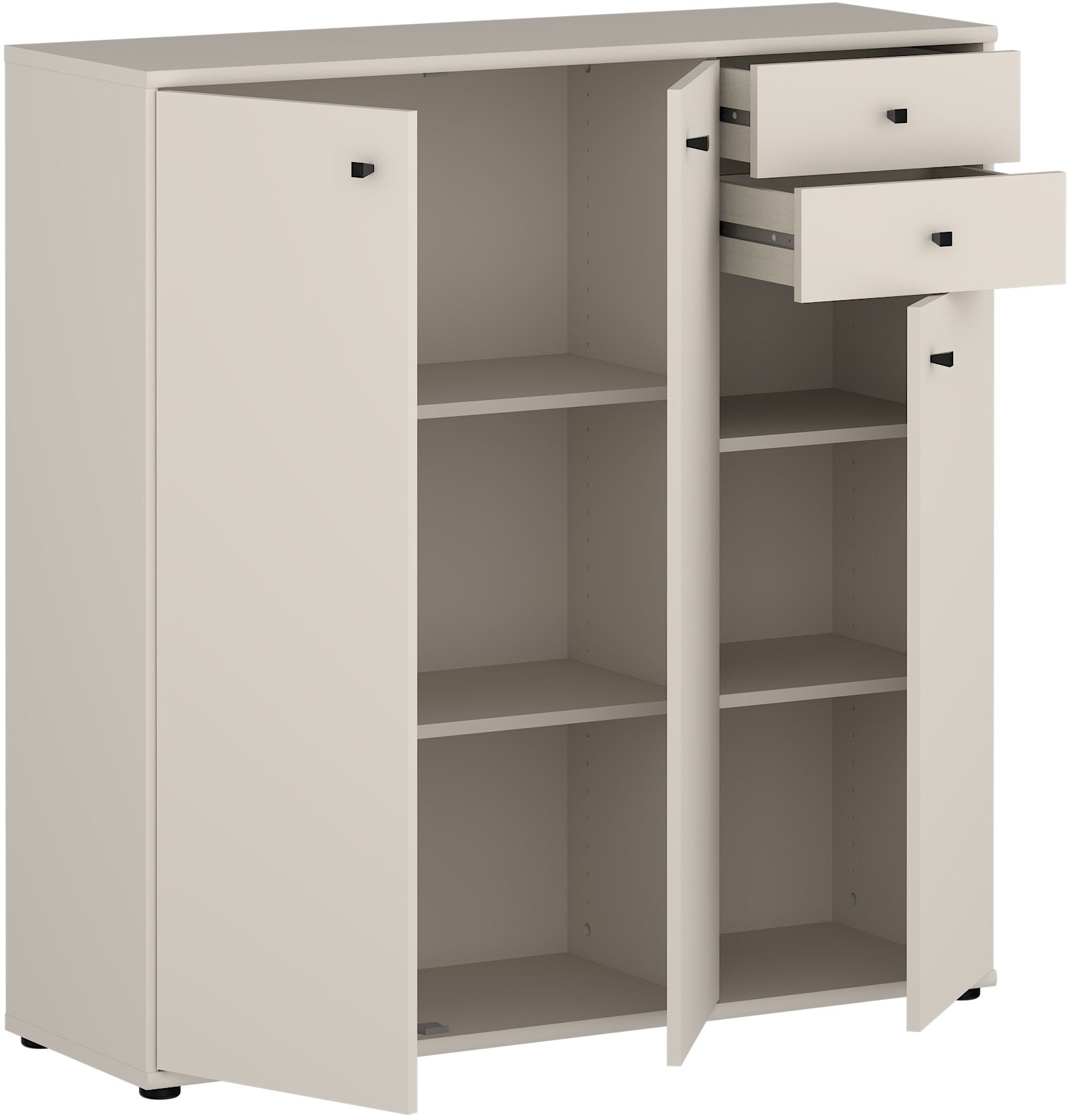 FORTE Kommode »Tempra, Kommode, 3 Türen, 2 Schubkästen, viel Stauraum« B/H/T 108,8/111,1/34,8 cm