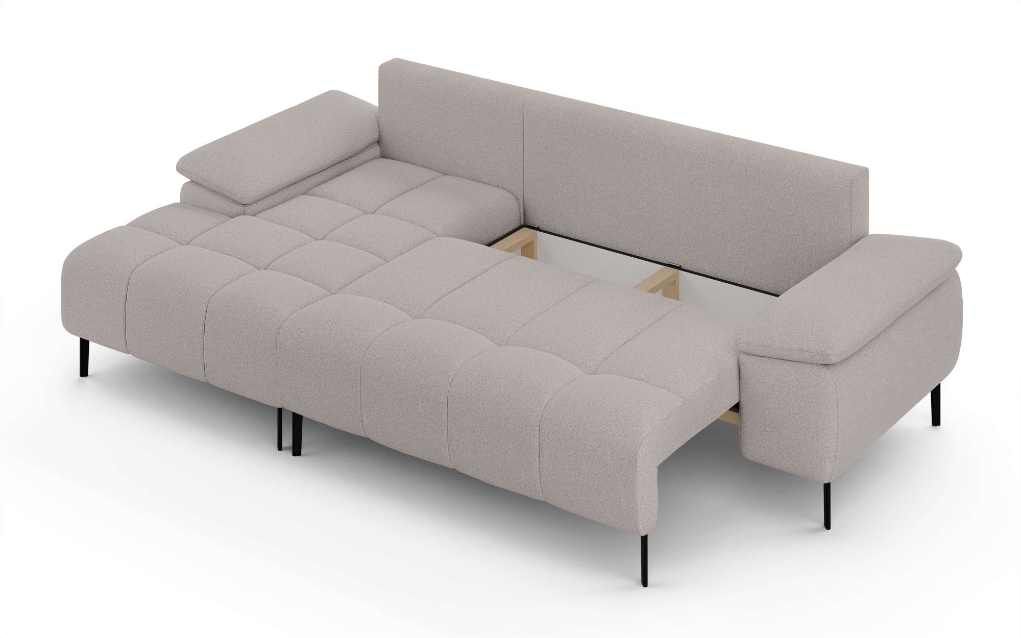 INOSIGN Ecksofa »DROMARA Schlafsofa mit Bettkasten, Maße: B/T/H 277/141/91 cm«, L-Form mit Recamiere rechts/links bestellbar, Wellenunterfederung