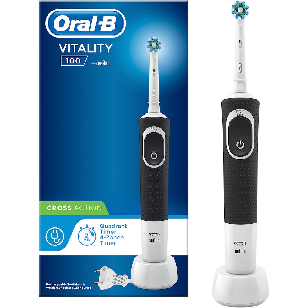 Oral-B Elektrische Zahnbürste »Vitality 100 CrossAction Schwarz«, 1 St. Aufsteckbürsten