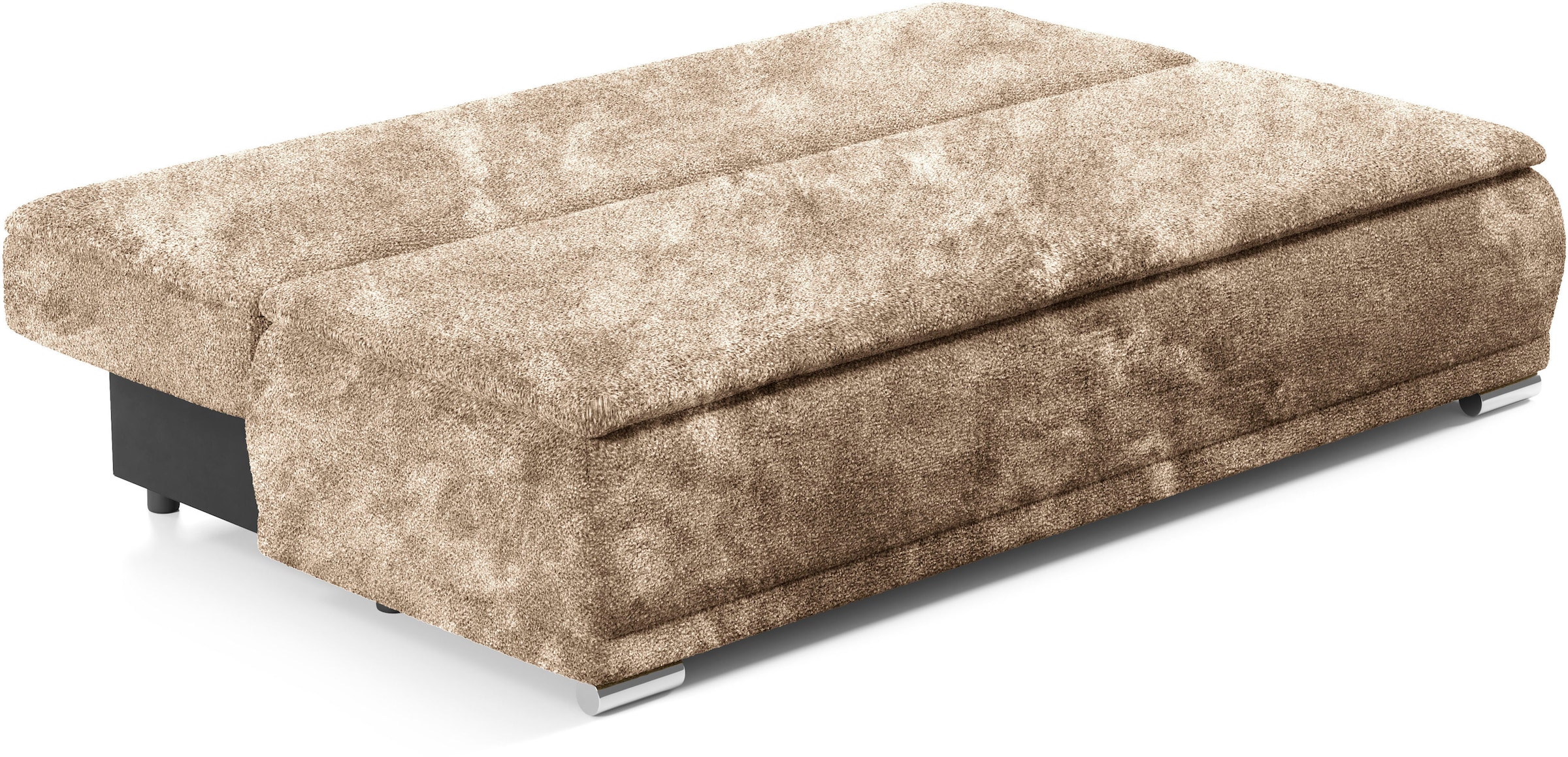 WERK2 Schlafsofa »Biggi komfortabel & elegant, Schlaffunktion, Bettkasten, Breite 206 cm«, inkl. losen Kissen, Bouclé APHRODITE, Beige-Braun