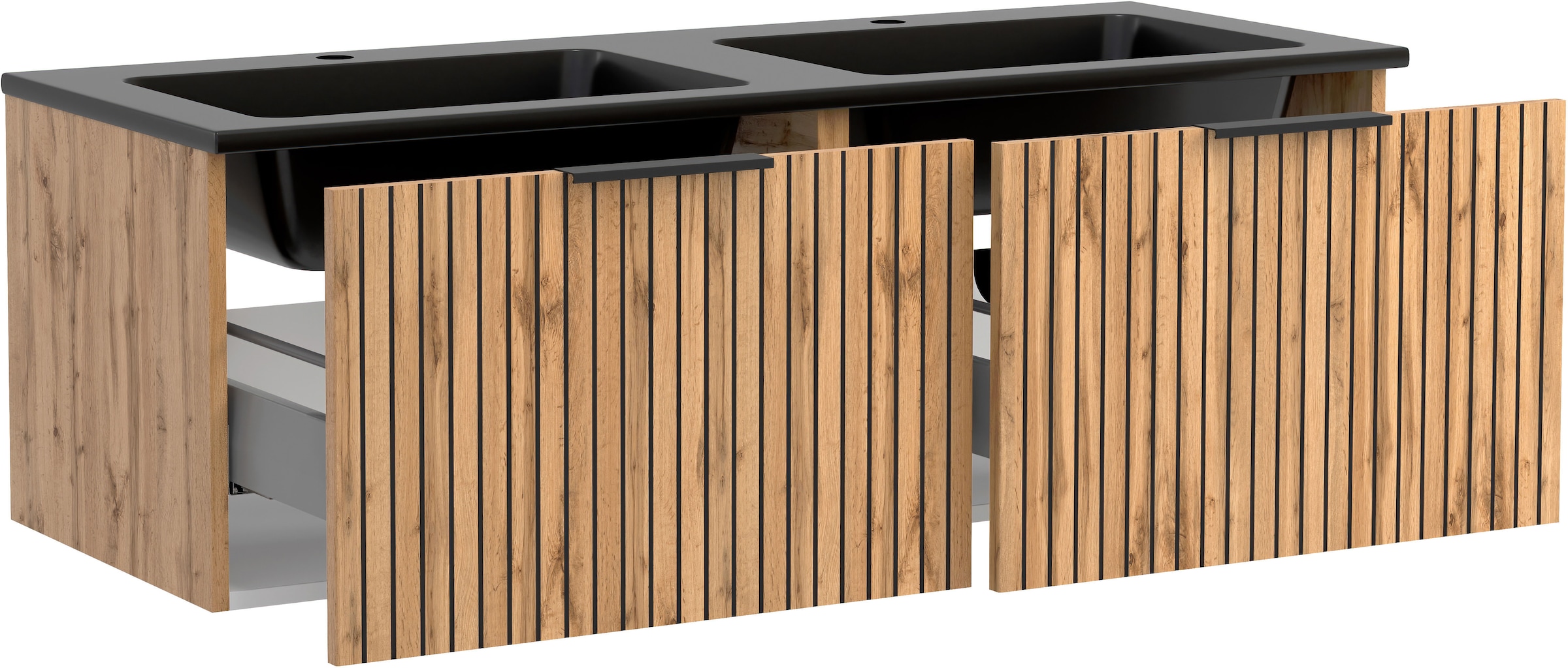 welltime Badmöbel-Set »Welltime, Carlton Waschtisch-Set, 80 oder 120 cm, gestreift«, (3 St.)
