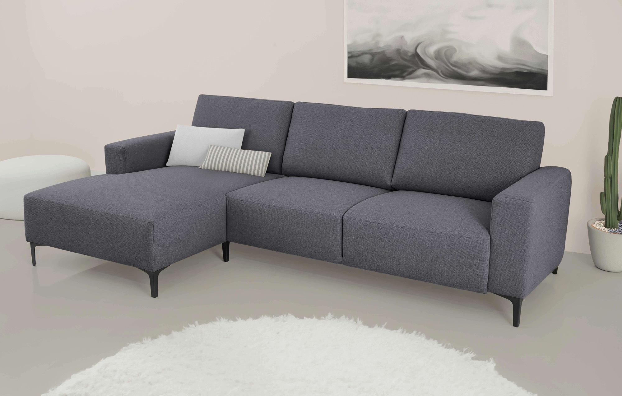 Home affaire Ecksofa »Tournon, L-Form, Breite 262 cm, Webstoff, Chenille«, Designsofa im nordischen Stil, Wellenunterfederung, Metallfüße