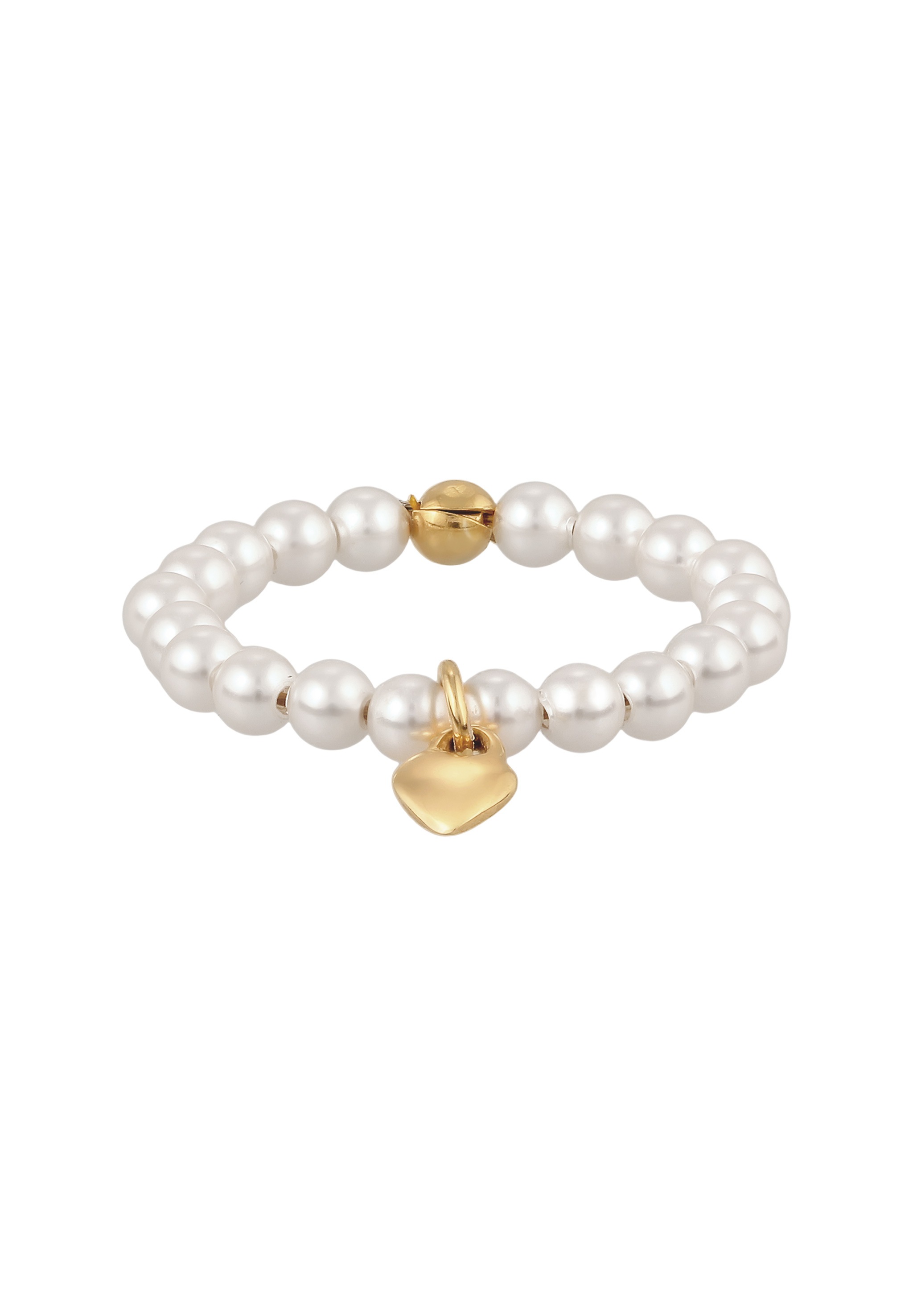 Elli Perlenring »Ring Herz mit Perlen von Swarovski® Weiß 925 Sterling Silber vergoldet«
