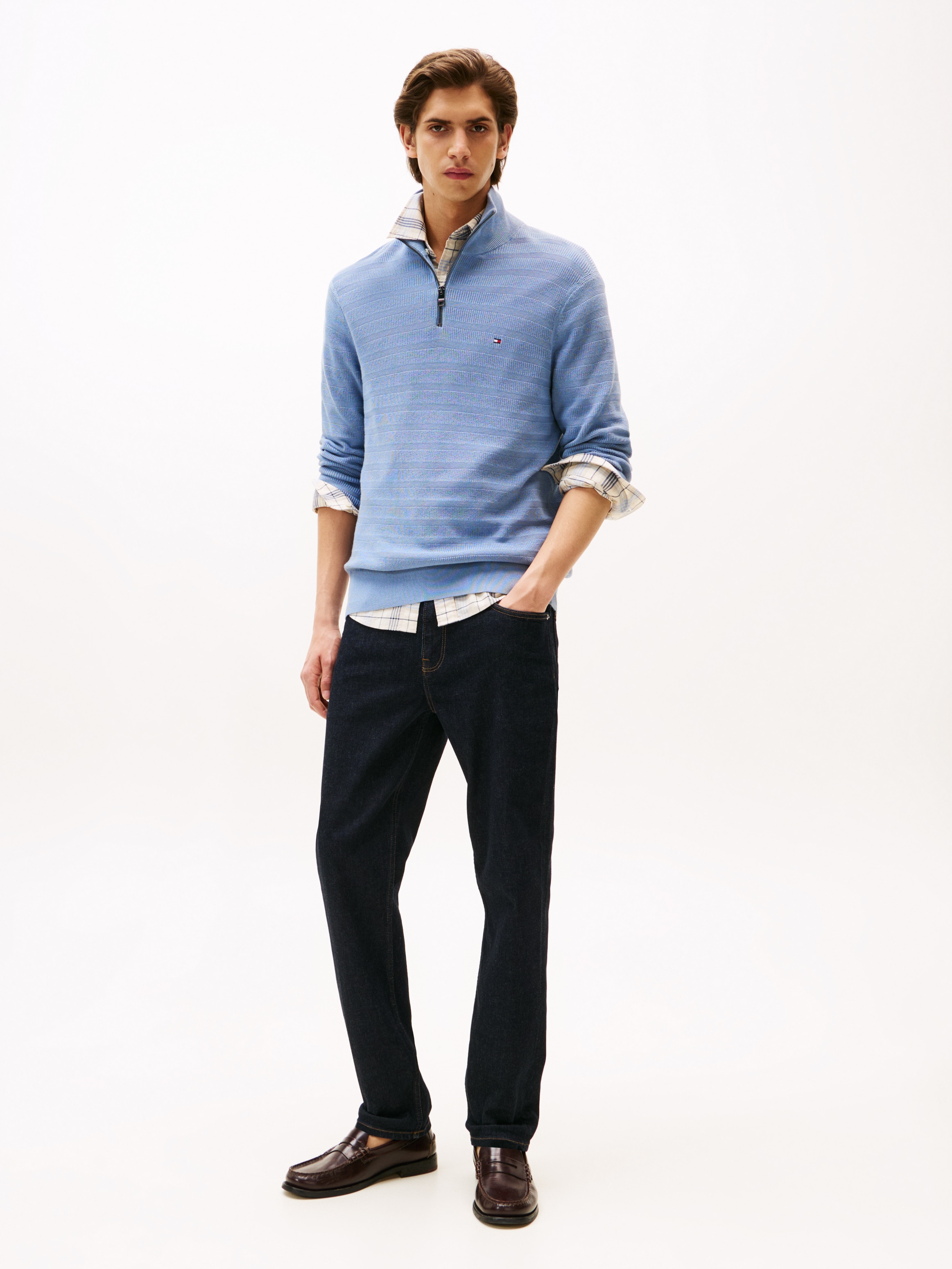 Tommy Hilfiger Troyer »STRIPE STRUCTURE ZIP MOCK«, mit modischer Struktur