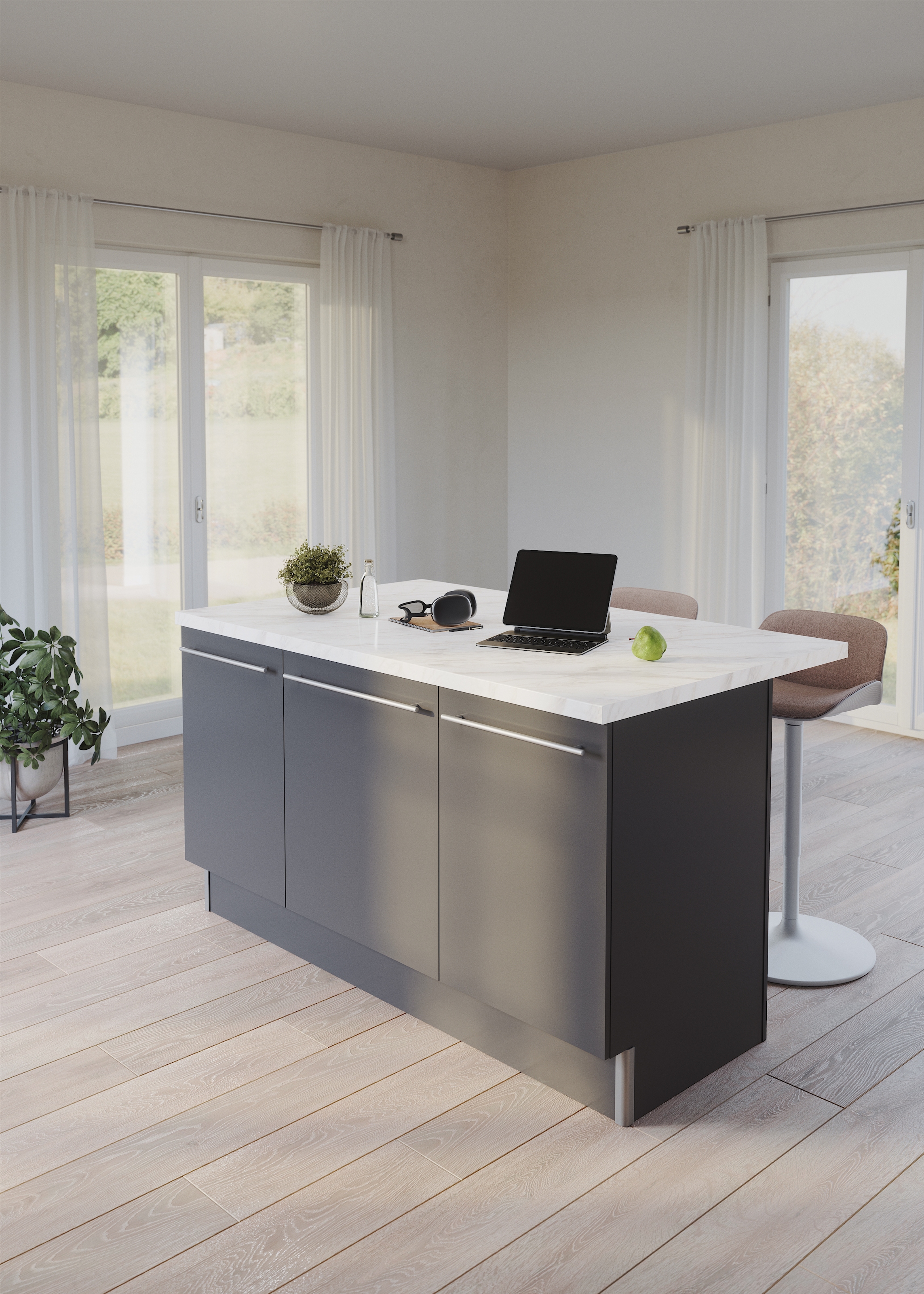 OPTIFIT Kücheninsel »Bern2«, Stellmaße 161 x 96,5 cm, mit durchgehender Arbeitsplatte als Theke