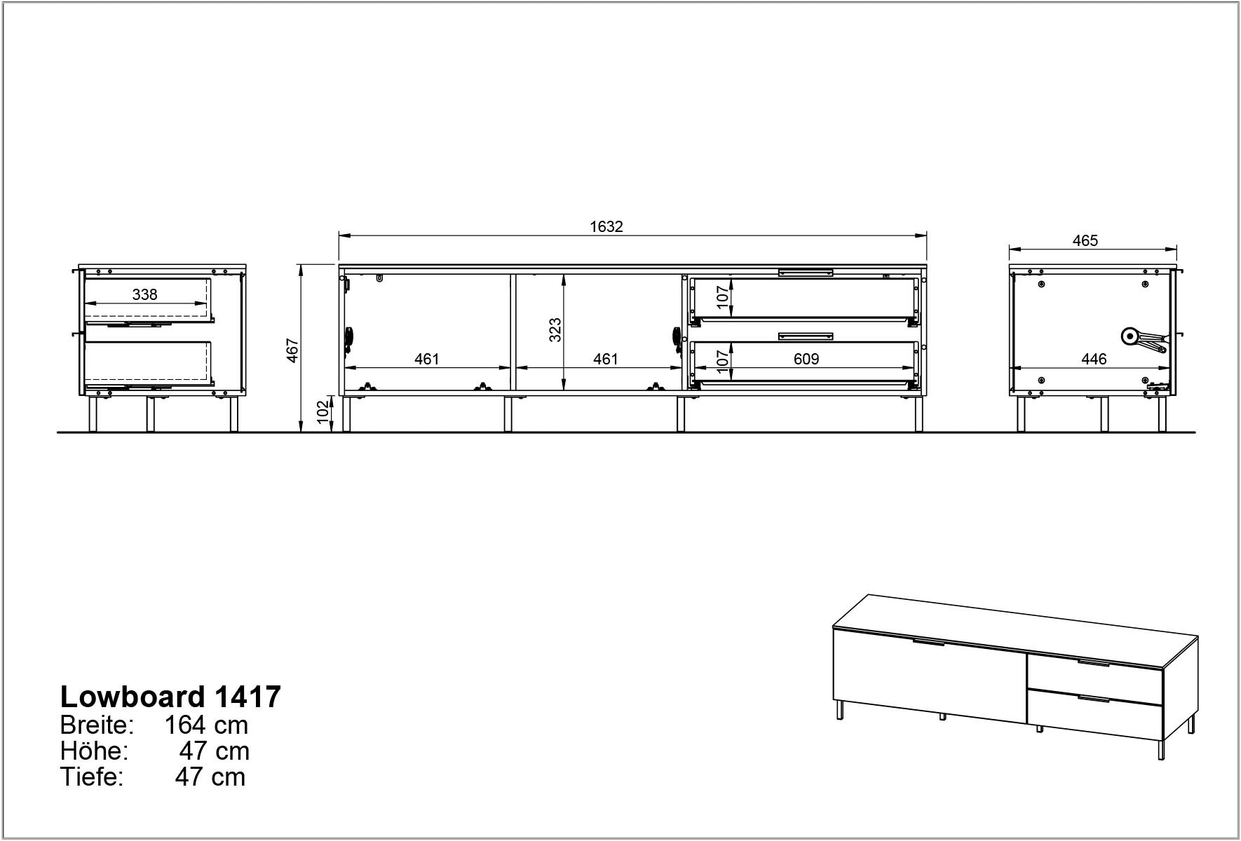 GERMANIA Lowboard »Kenora«, Soft close-Funktion bei Türen und Schubladen, inkl. zwei Fußvarianten