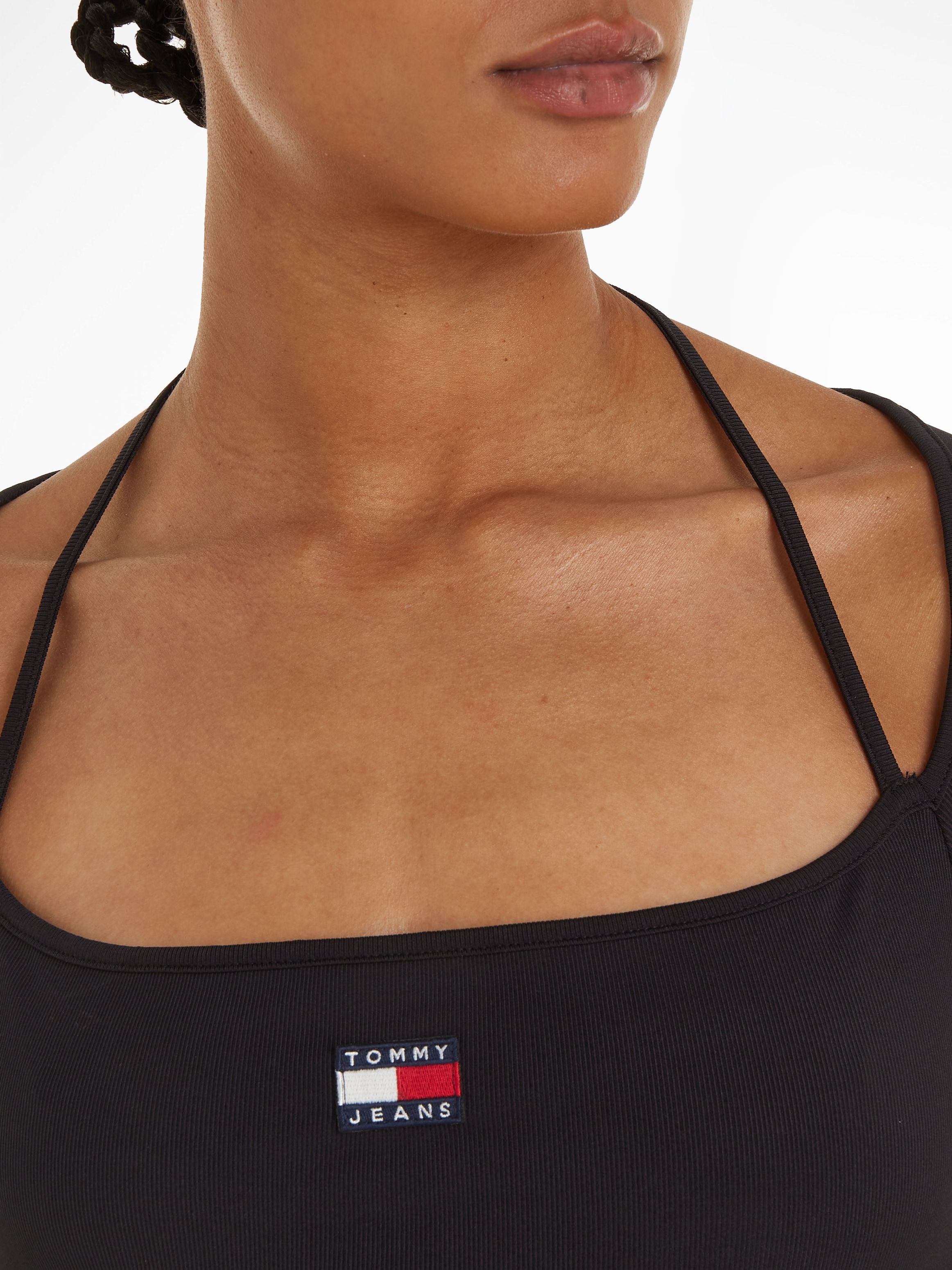 Tommy Jeans Jerseykleid »TJW MIDI BADGE RIB DRESS EXT«, mit Tommy Jeans Flagge