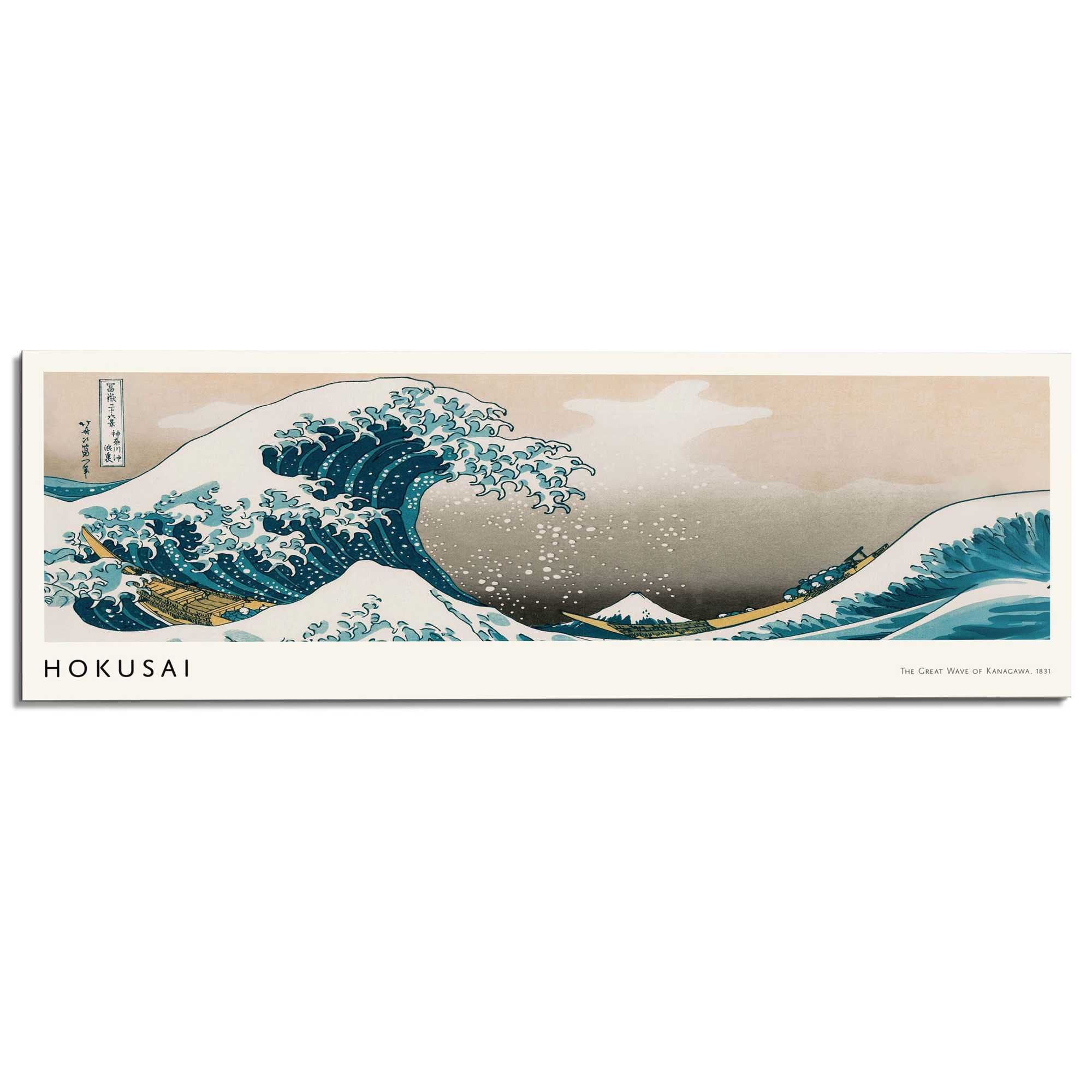 Reinders! XXL-Wandbild »Hokusai - The Great Wave« Gemälde 1 Stk. tlg. Wohnzimmer - Blau - MDF - Berühmte Künstler - 156x52 cm