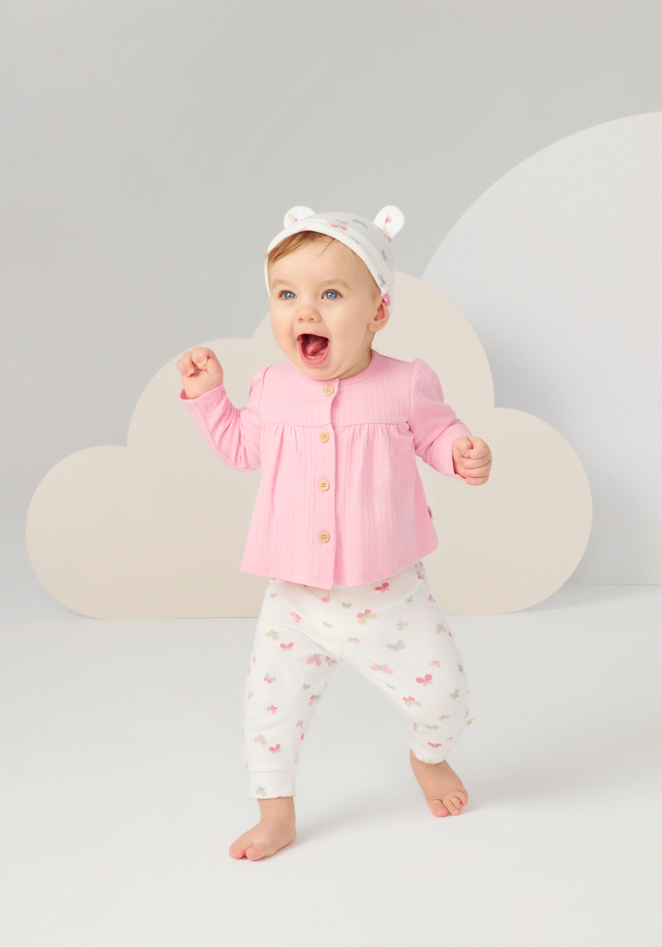 HUGGIES babywear Langarmshirt & Hose, mit Schmetterlings Print