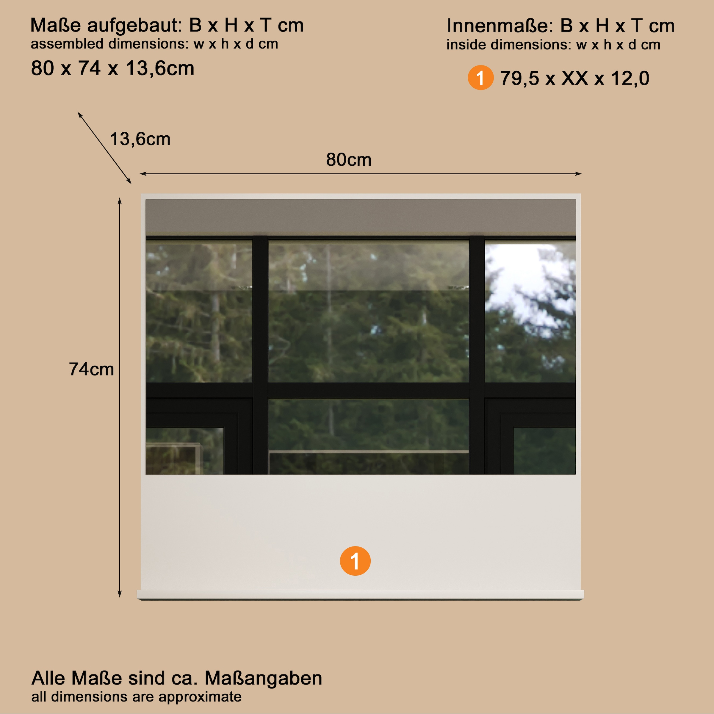 welltime Wandspiegel »San Pedro« Kompakter Badspiegel mit Ablagefläche – Maße (B/T/H) 80/14/74 cm