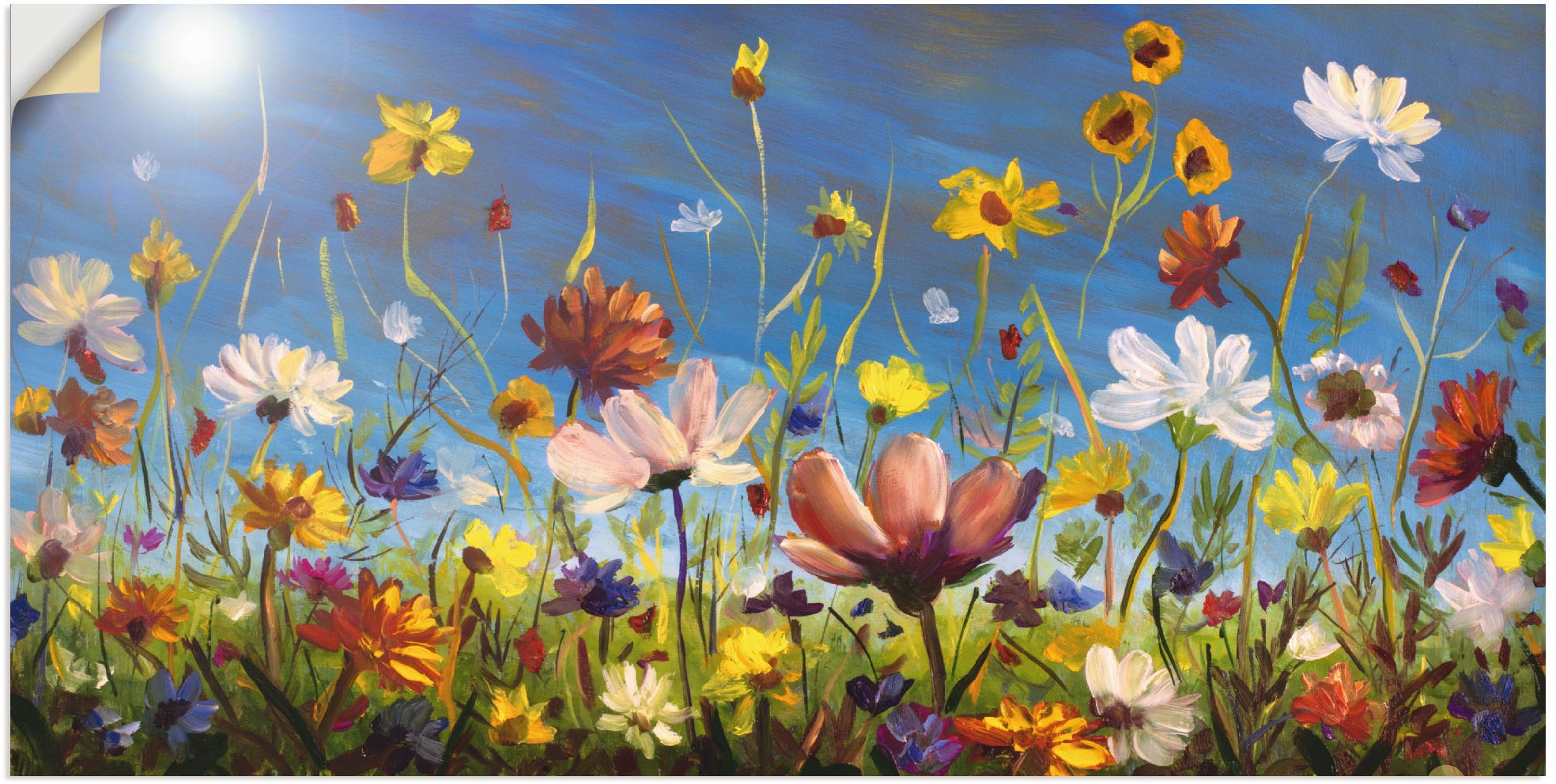 Artland Wandbild »Wildblumenwiese blauer Himmel«, Blumenwiese, (1 St.), als Alubild, Outdoorbild, Leinwandbild, Poster, Wandaufkleber