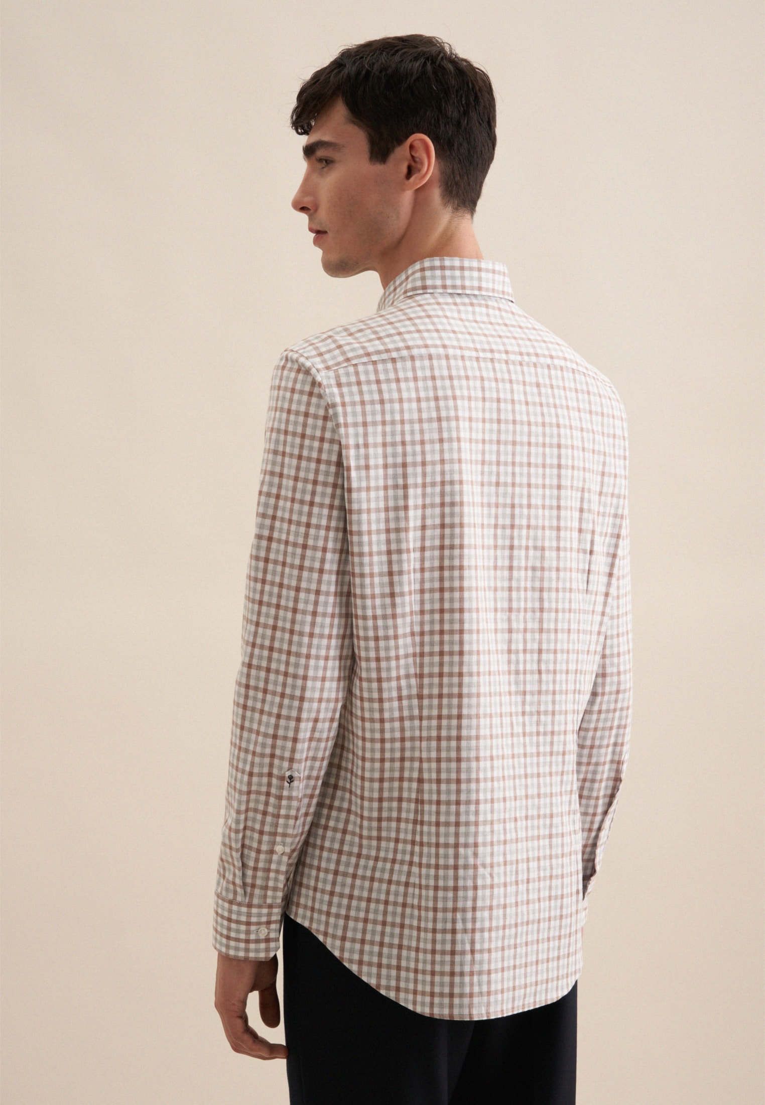 seidensticker Flanellhemd »Shaped«, Shaped Langarm Button-Down-Kragen Karo