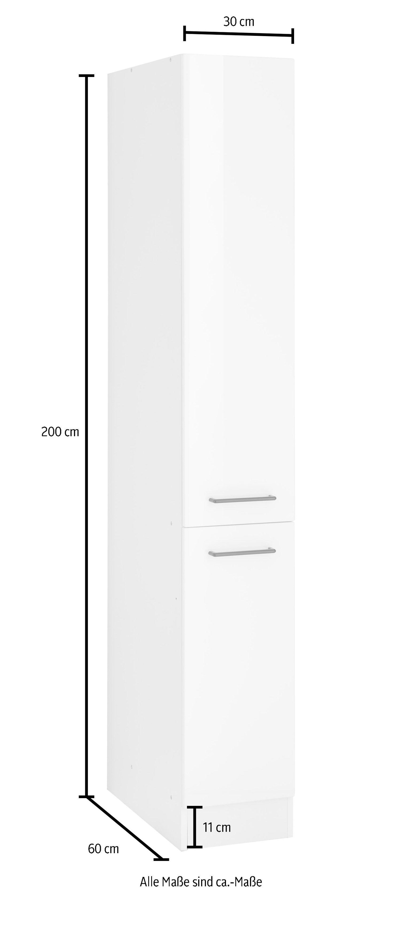 KOCHSTATION Apothekerschrank »KS-Tulsa«, 30 cm breit, 200 cm hoch, mit 2 Auszügen, Metallgriff, MDF Front