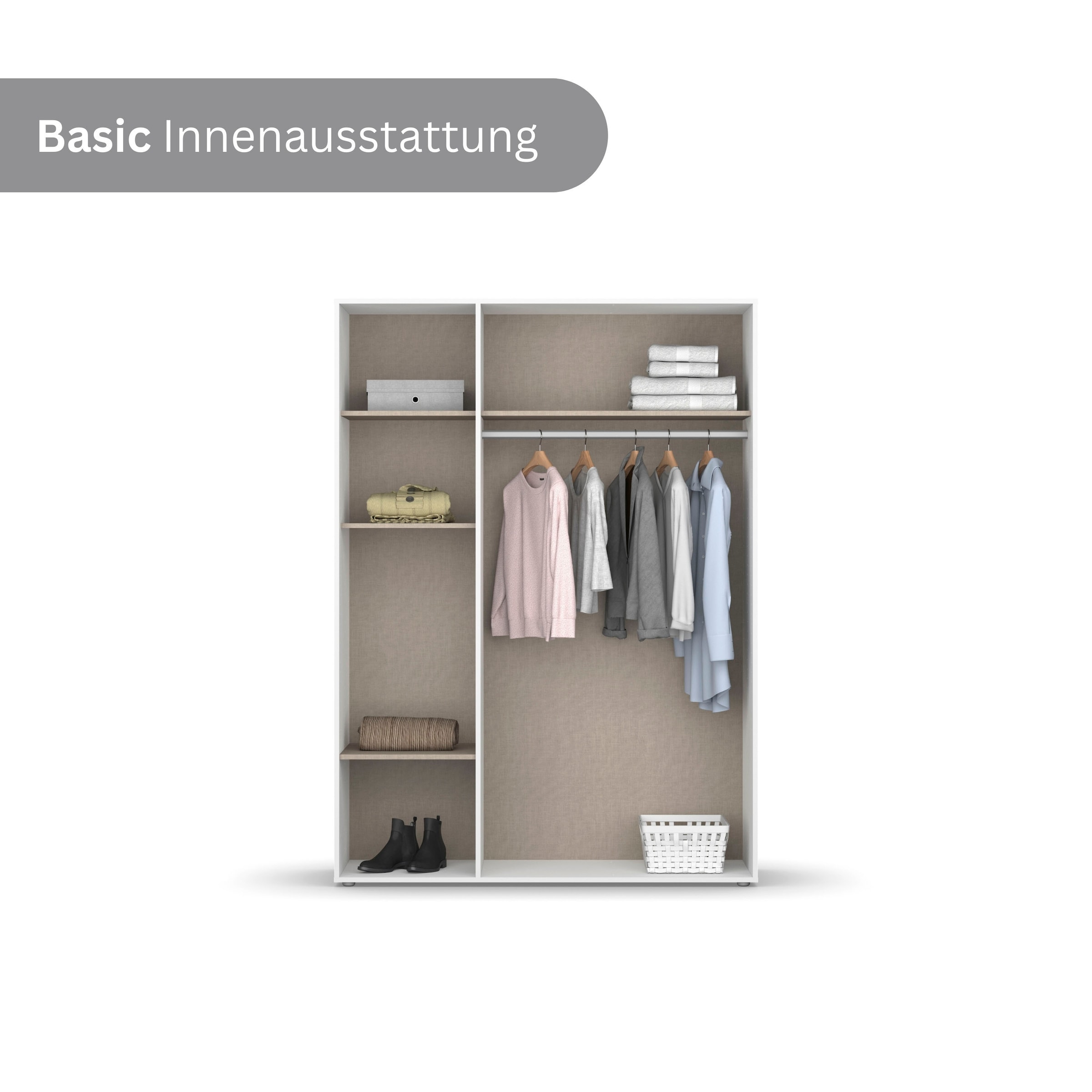 rauch Kleiderschrank »VOYAGER Garderobe Wäscheschrank  Schlafzimmer« in 3 verschiedenen Ausstattungen BASIC/CLASSIC/PREMIUM,  mit 2 modernen Griffvarianten, viel Stauraum MADE IN GERMANY