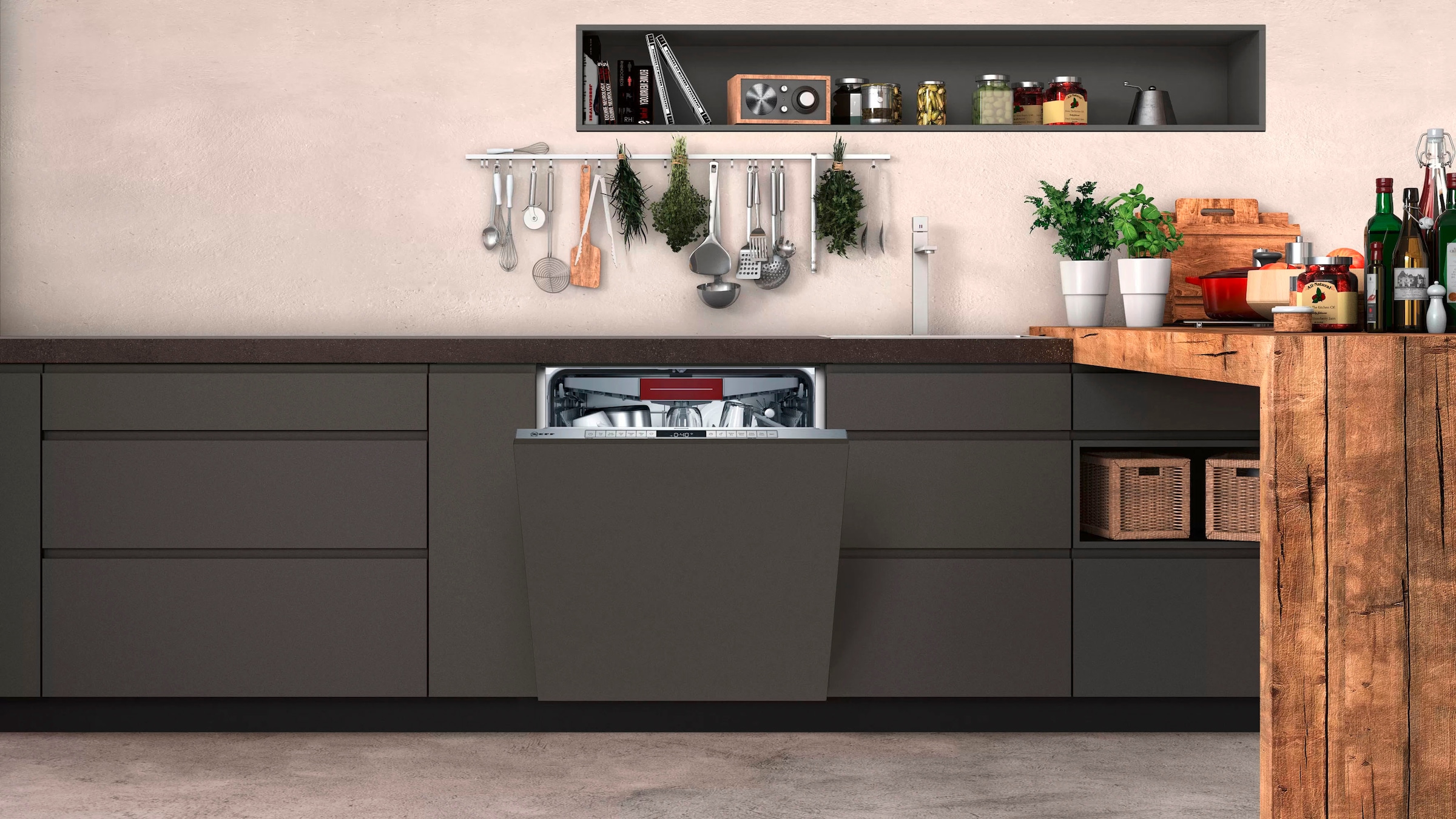 NEFF vollintegrierbarer Geschirrspüler N 50 »S155ECX05E«, 13 Maßgedecke, Time Light: auf den Boden projizierte Restlaufzeit