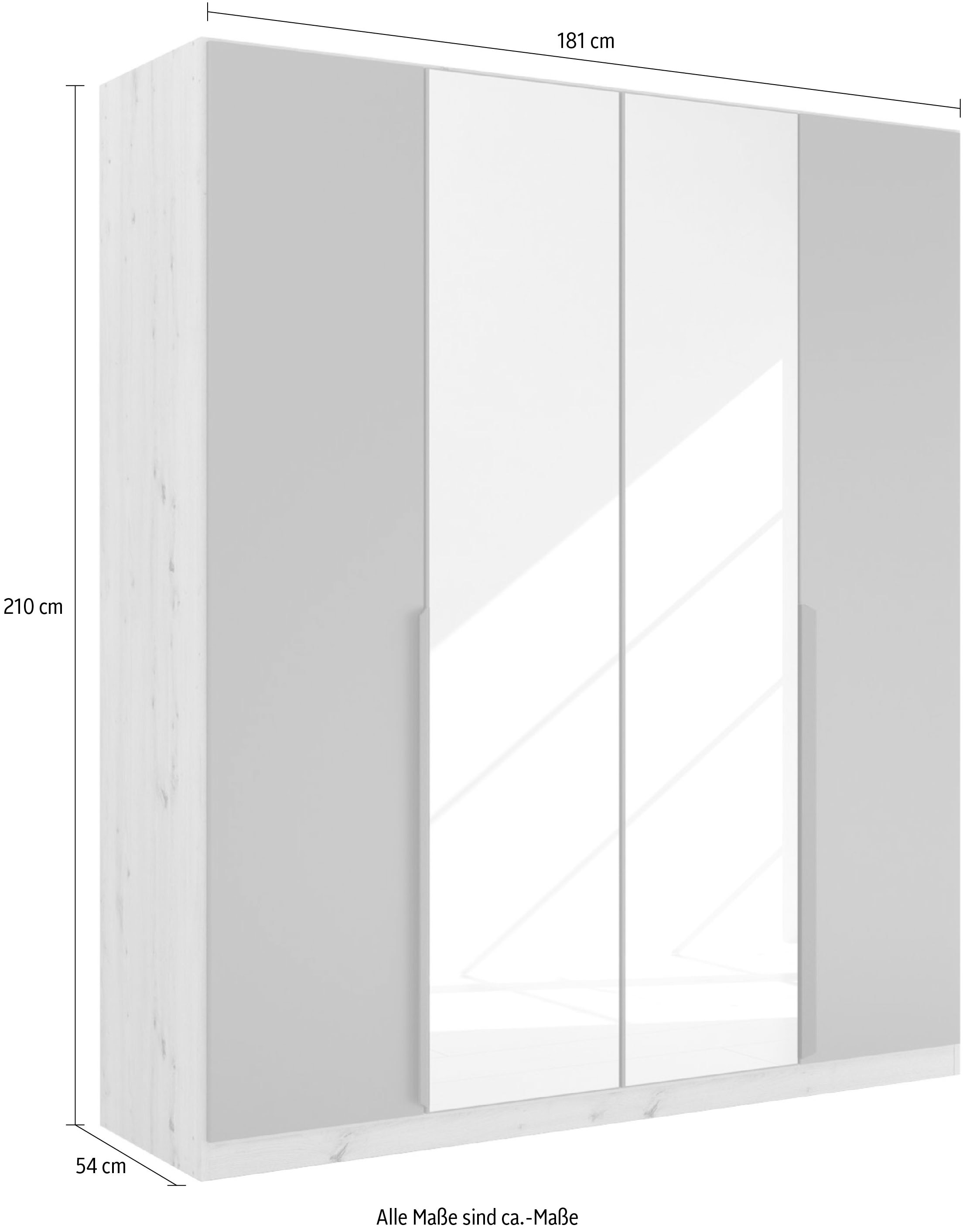 rauch Drehtürenschrank »Kleiderschrank Schrank Garderobe Ankleide DARK&WOOD BY QUADRA SPIN« Breiten: 181/226/271 cm, Höhe 210 cm,  im Industrial Style mit Metallgriffstangen, mit Spiegel