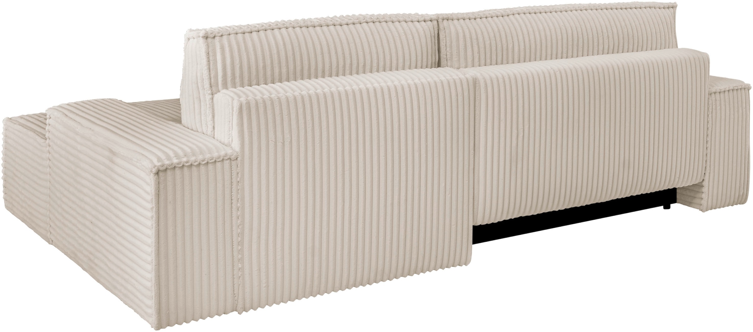 andas Ecksofa »Finnley Schlafsofa 267 cm in Bouclé, Struktur fein u. Cord, L-Form,«, Schlaffunktion m. Bettkasten (136/210 cm), Bouclé, Struktur und Cord