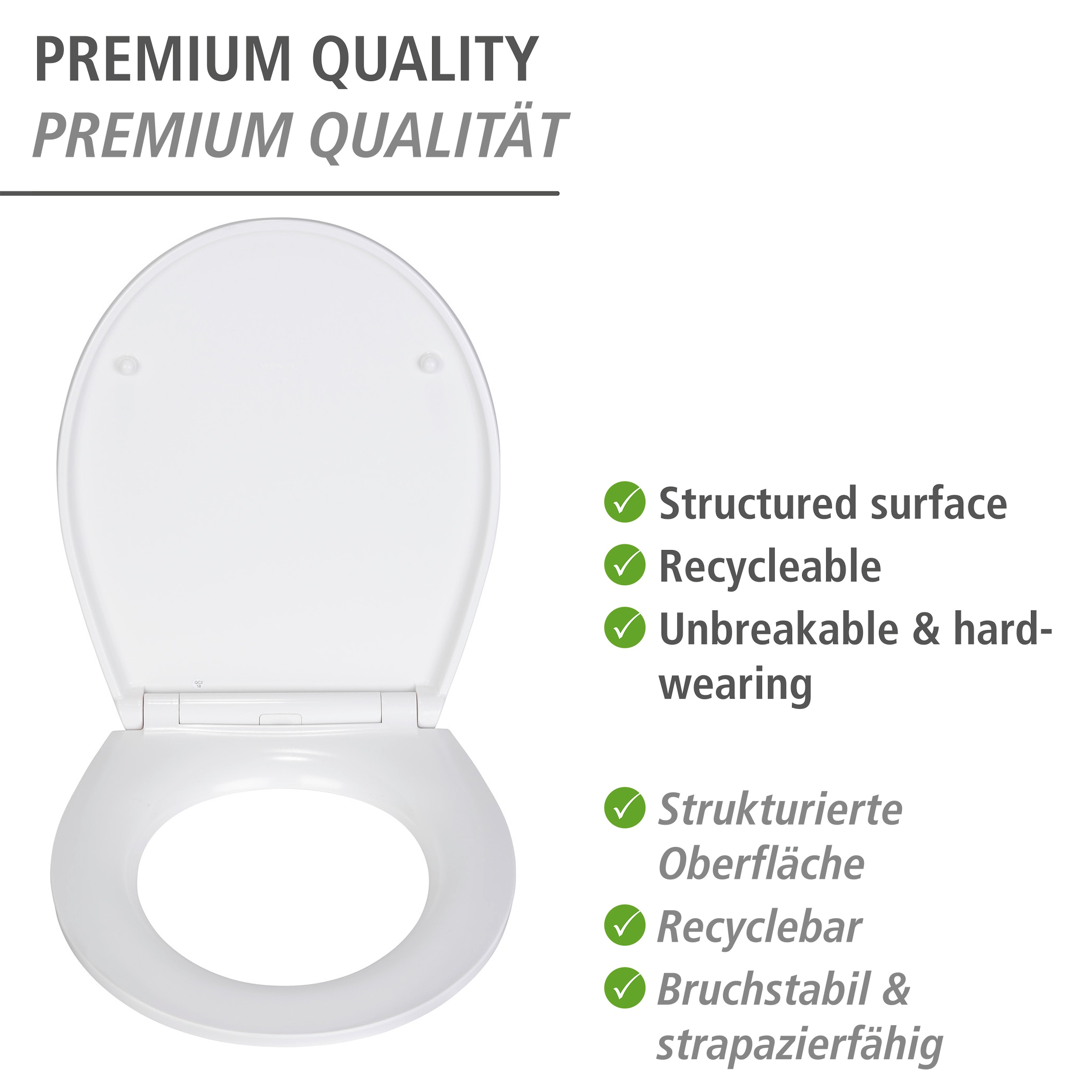 WENKO WC-Sitz »Grey Marble« mit Relief, aus antibakteriellem Duroplast