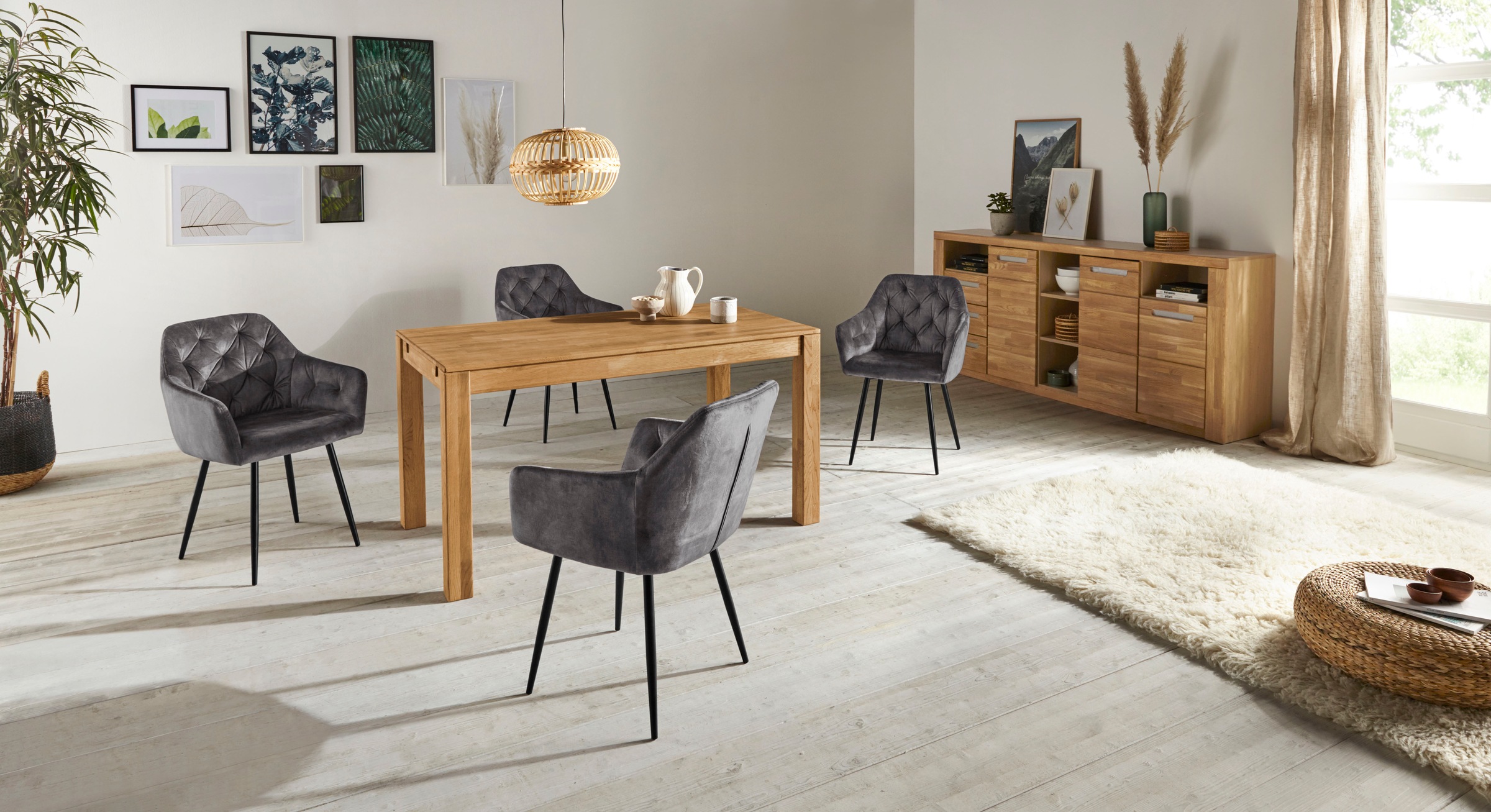 HELA Esszimmerstuhl »Kira Schalenstuhl Boho, Bestseller«, (Set), 4 St., Samtvelours, Armlehnstuhl Samt oder Microfaser Bezug