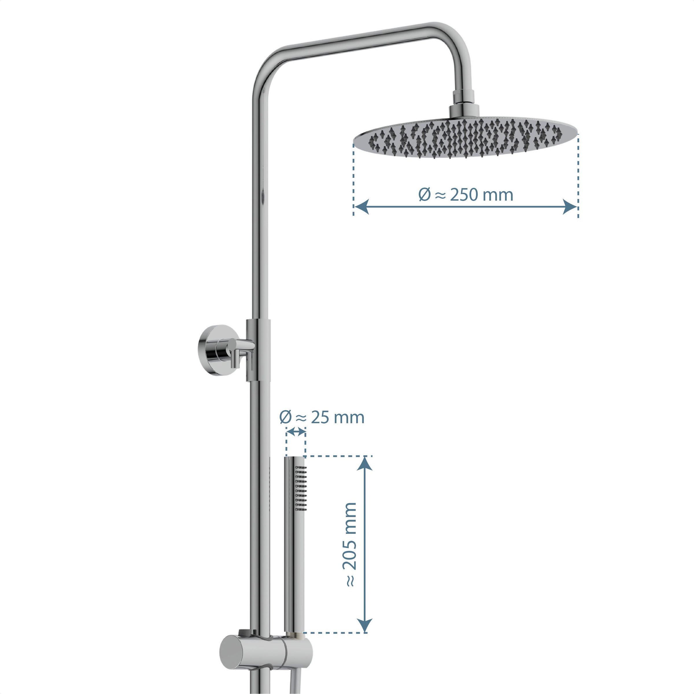 Schütte Brausegarnitur »AQUADUCT«, höhenverstellbar 80-120 cm, Antikalk, wassersparend
