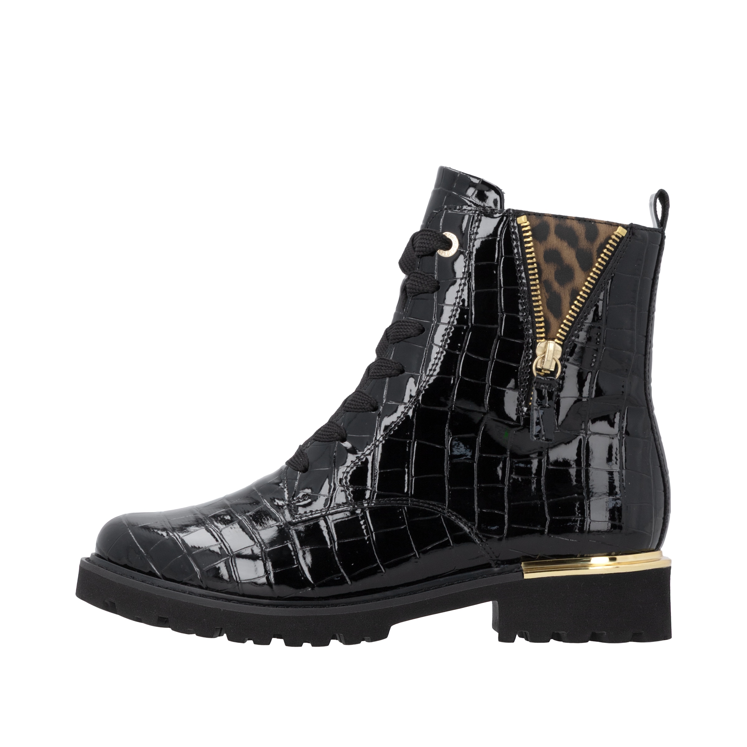 Remonte Schnürstiefelette  Schnürstiefelette in Kroko-Lackoptik mit Innenreißverschluss