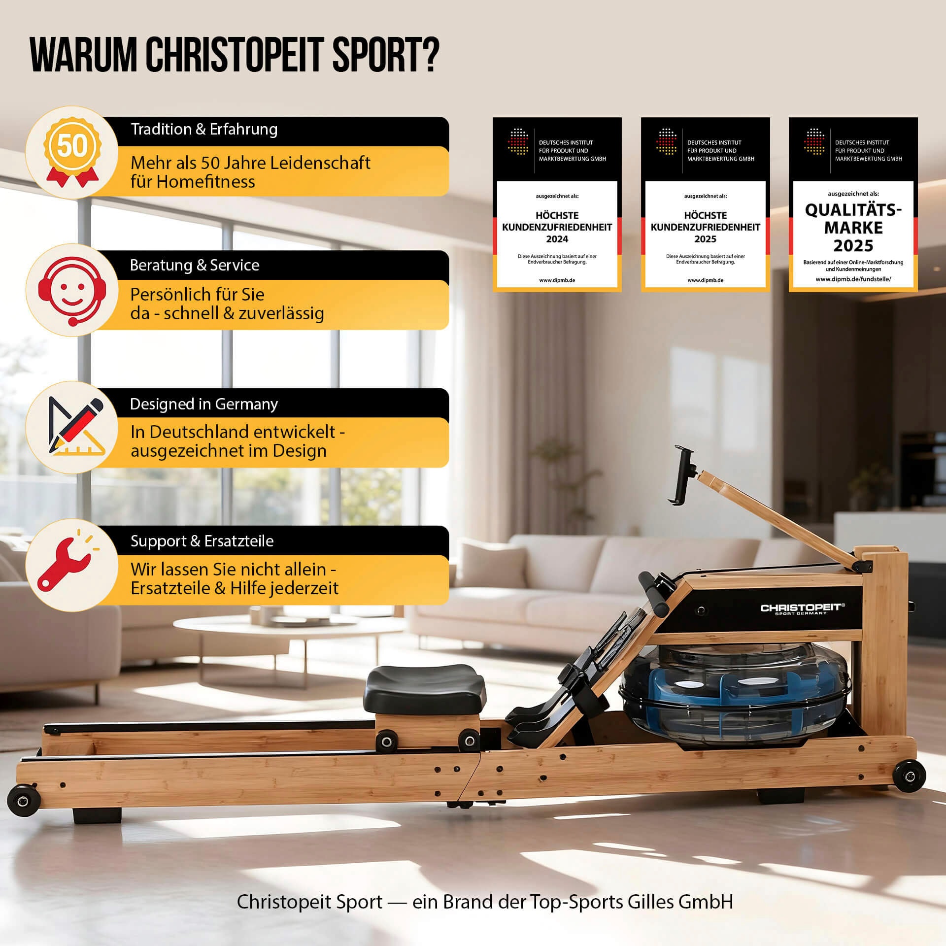 Christopeit Sport® Rudergerät »Wasserrudergerät Colorado« Rudermaschine, klappbar