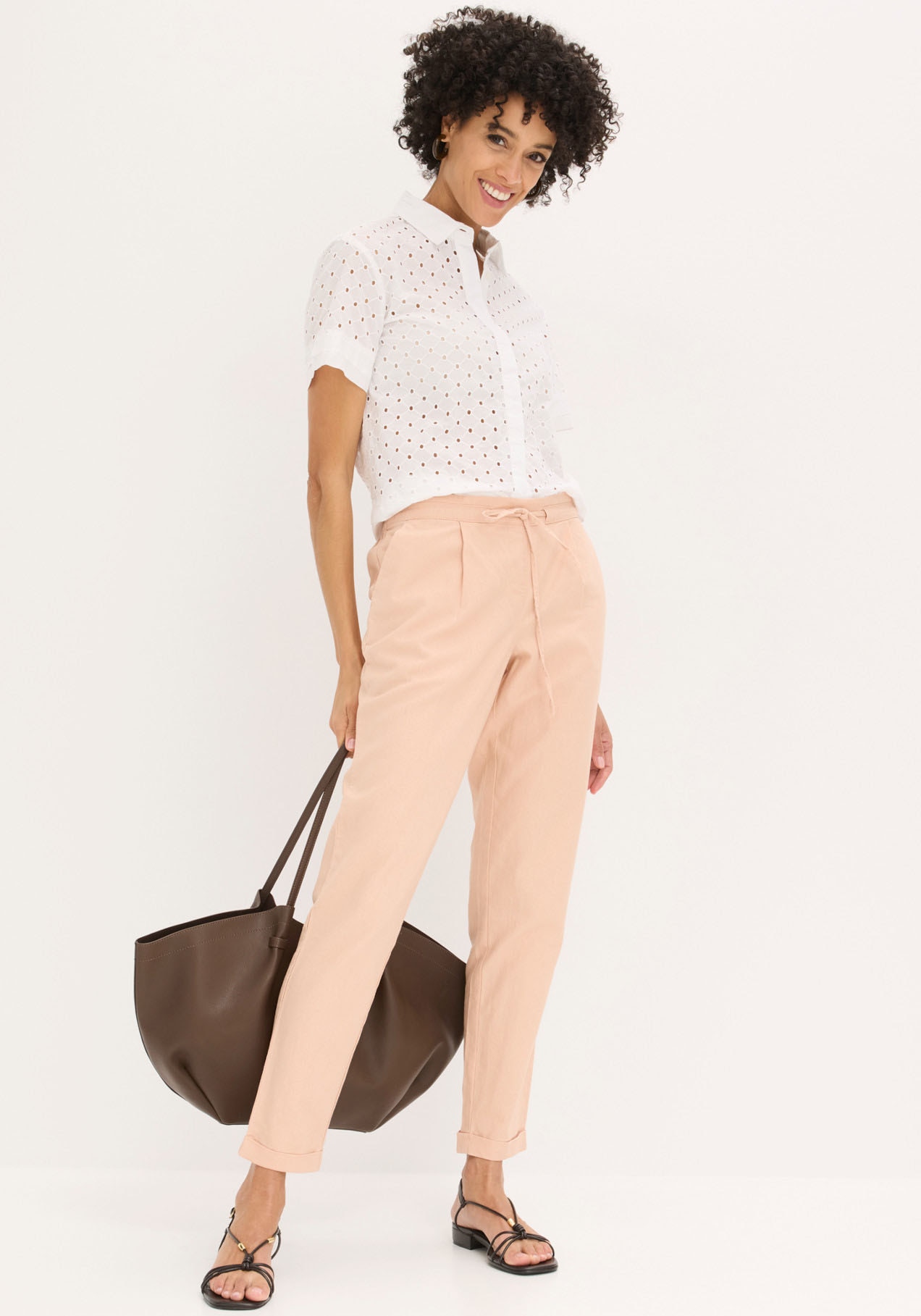 bonprix Leinenhose »Leinenhose«  aus Leinen und Baumwolle, Regular Fit, mit elastischem Gummibund