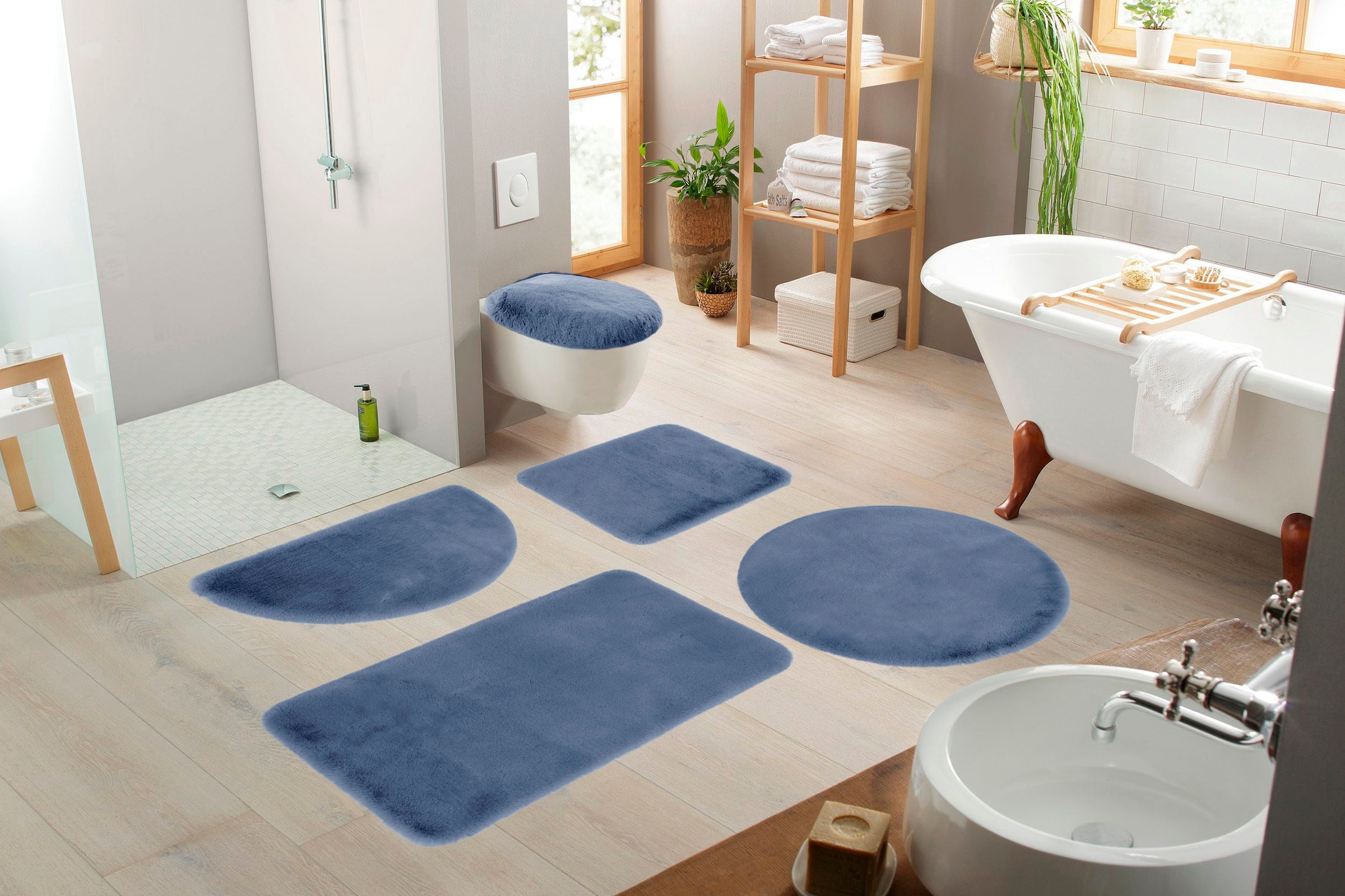 OTTO home Badematte »Rabbit Badematten, Badvorleger, Badezimmer Teppich« Höhe 30 mm rutschhemmend beschichtet fußbodenheizungsgeeignet | schnell trocknend | strapazierfähig Kaninchenfell-Haptik, Badteppich, rechteckig, rund & als 3-tlg. Set