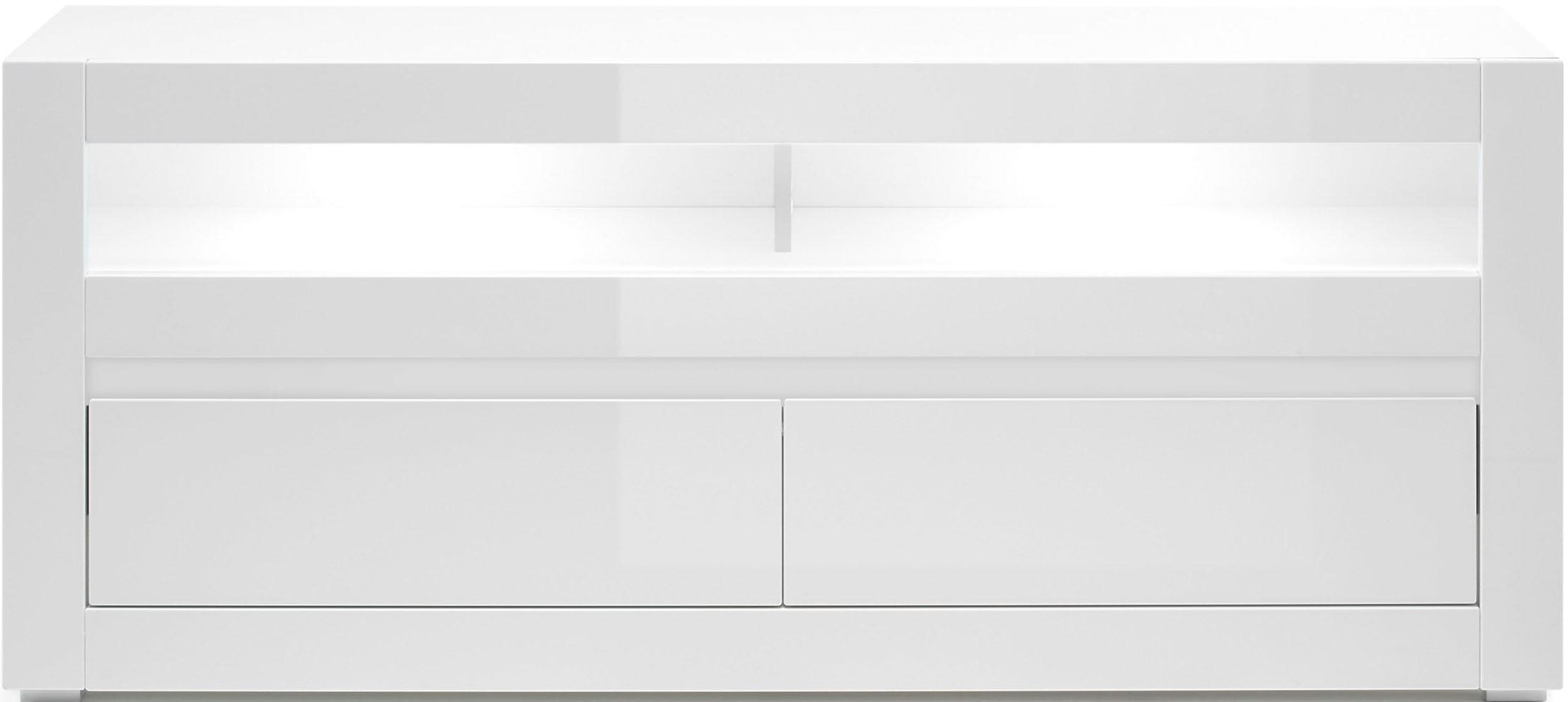 INOSIGN Lowboard »Carat«, Breite 150 cm, wird mit 2 Leisten geliefert (weiss und grau)