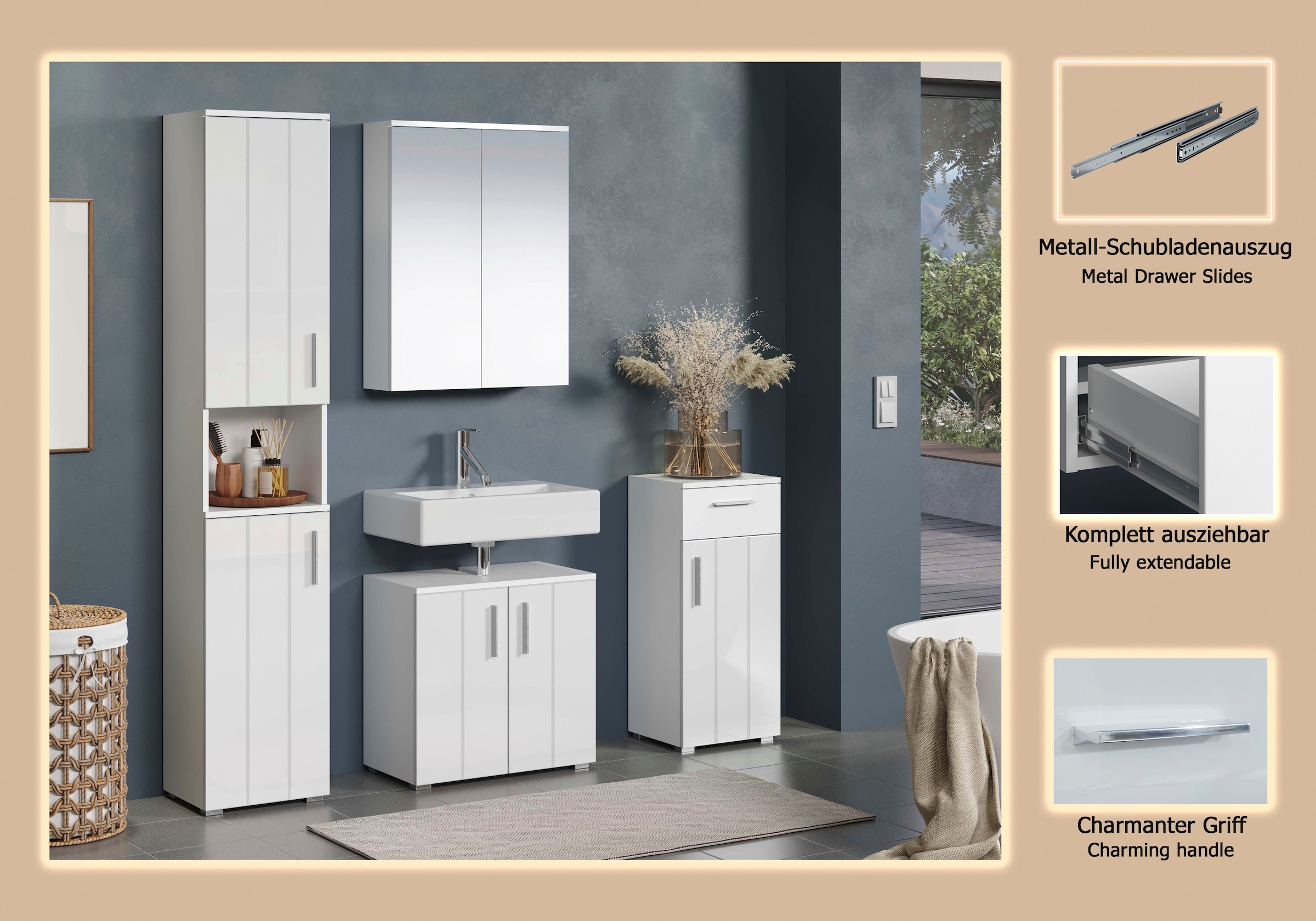 welltime Badezimmer-Set »Prag« Set, 4 Stk. tlg.