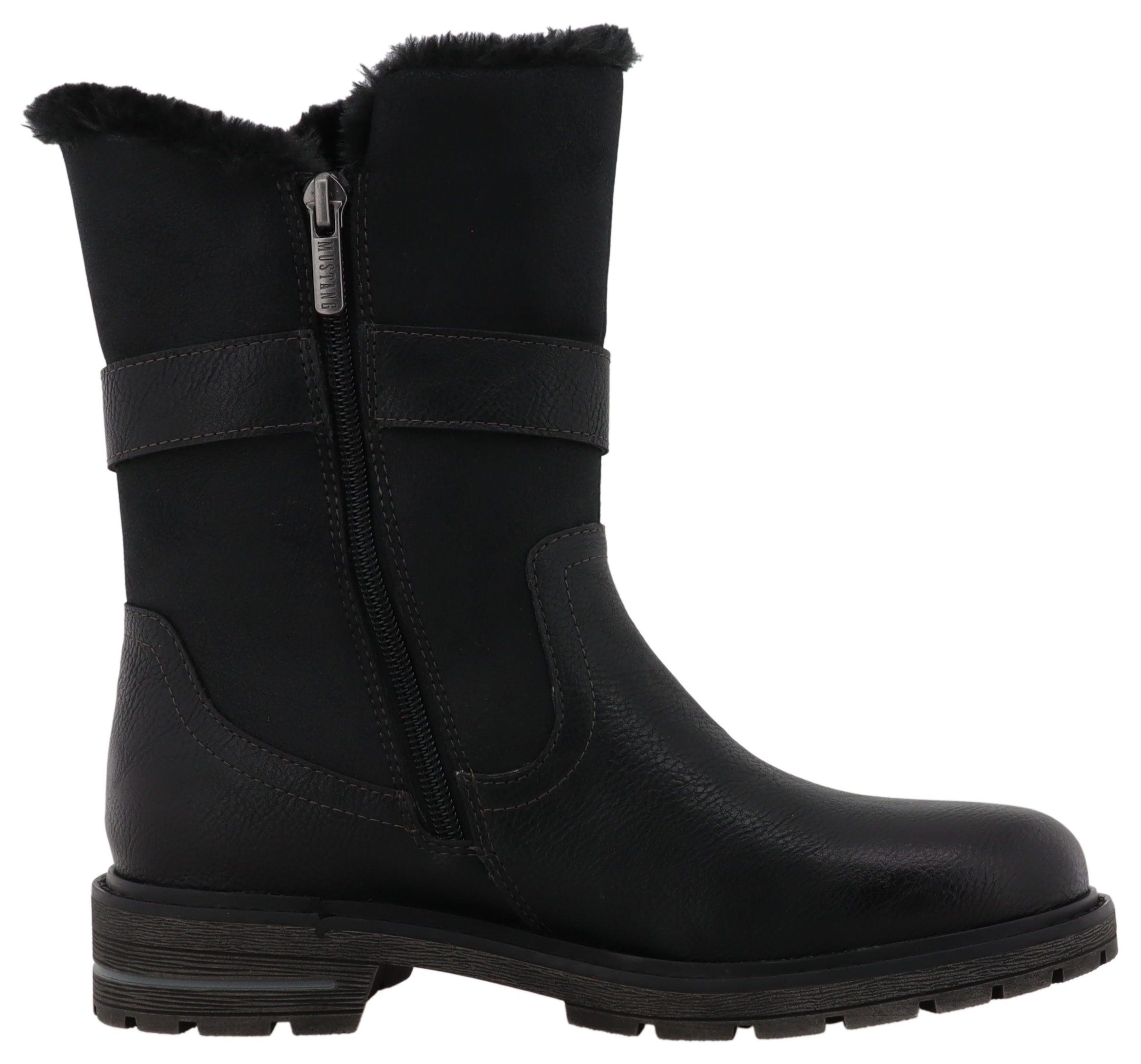 Mustang Shoes Winterstiefel »Bienke«  Biker Boots mit Blockabsatz und Zierriemchen