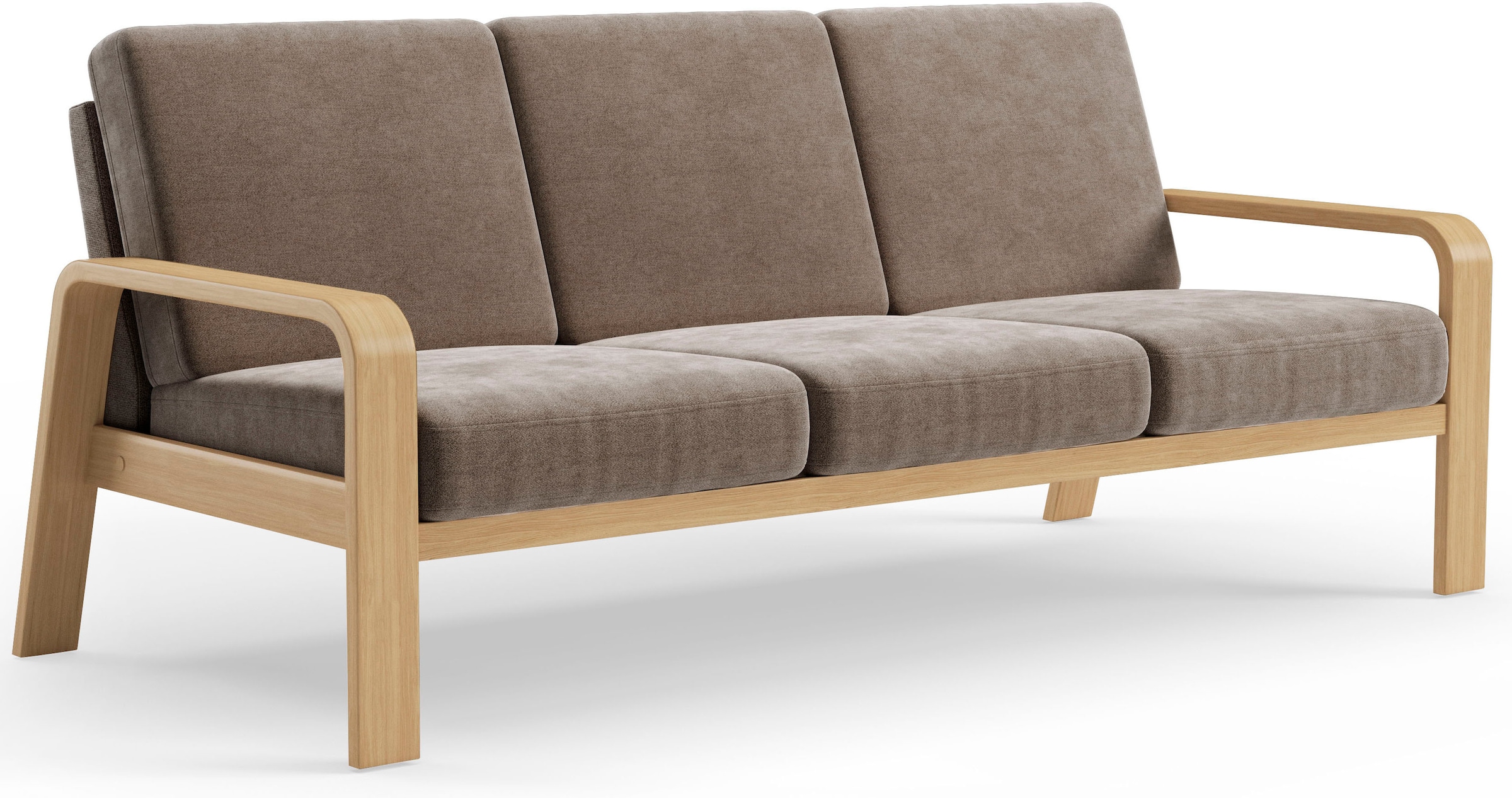 sit&more 3-Sitzer »Kolding«, Armlehnen aus Buchenholz in natur, verschiedene Bezüge und Farben